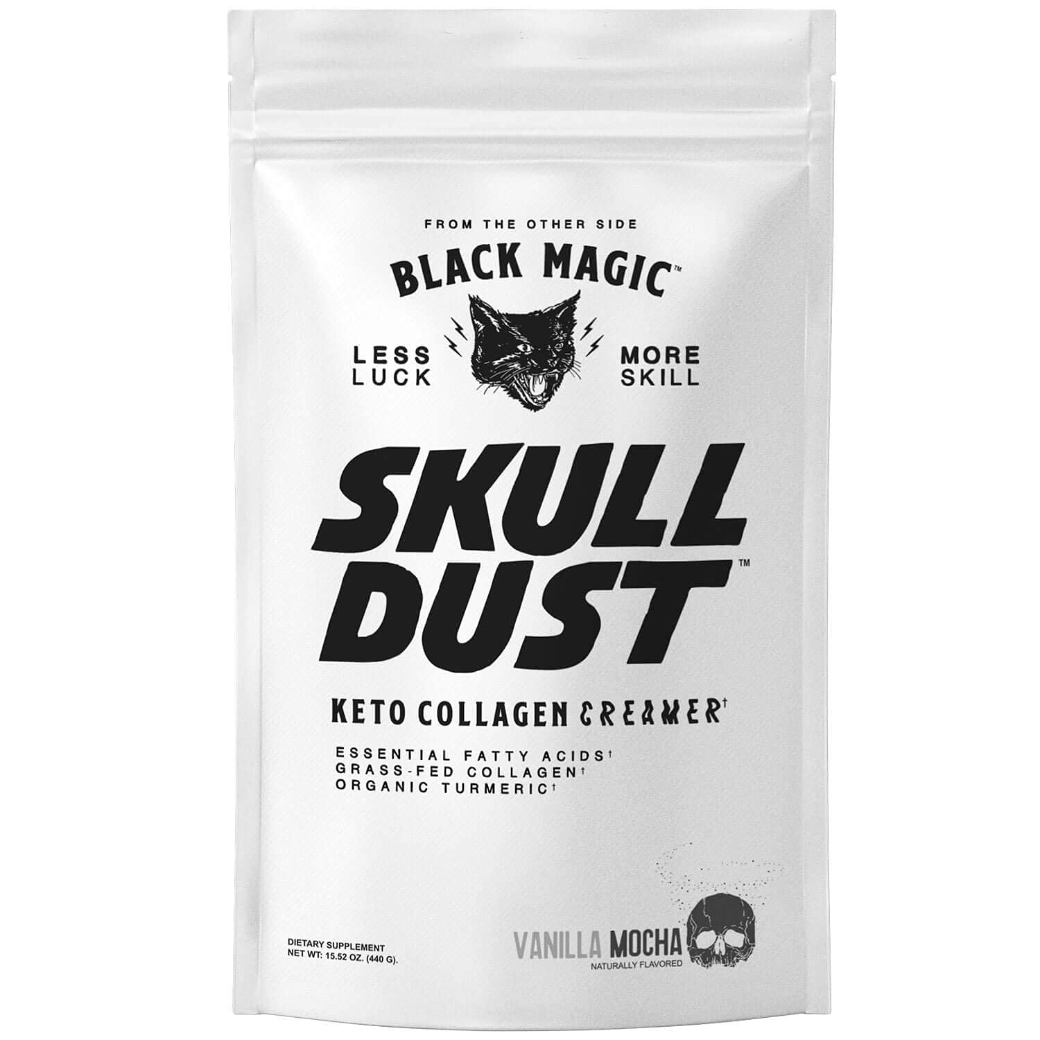 Black Magic Coffee Creamer with Grass-Fed Collagen, Ghee & Turmeric - Keto & Paleo Friendly Vanilla Mocha Flavor (15.52 oz) - Boost Energy with Protein, Omega & Caffeine - Perfect for Morning Coffee, Bulletproof Coffee & Keto Diet
