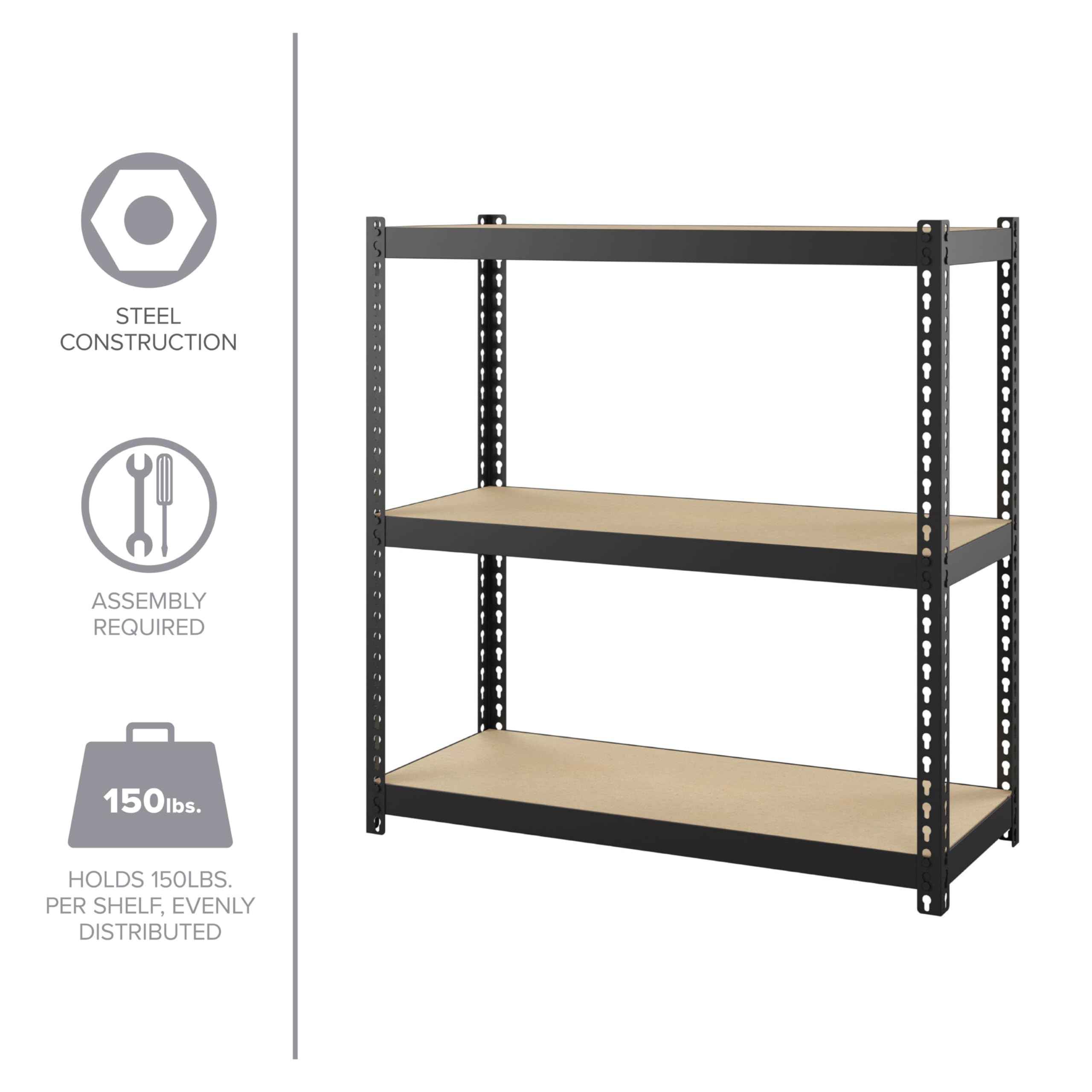 Hirsh Industries 3-Tier Heavy Duty Metal Shelving Unit - 12