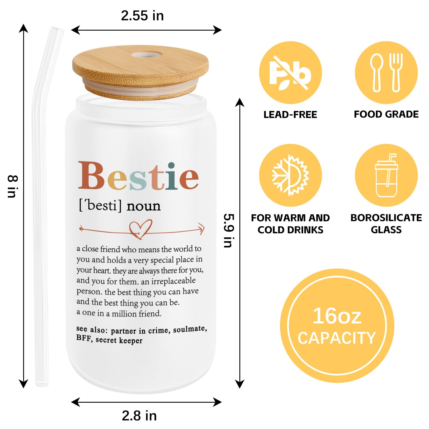 Best Friend Gifts for Women - 16oz Insulated Coffee Mug - Thoughtful Birthday, Friendship & BFF Gifts for Her - Perfect for Coffee Lovers, Office Use & Heartwarming Surprises