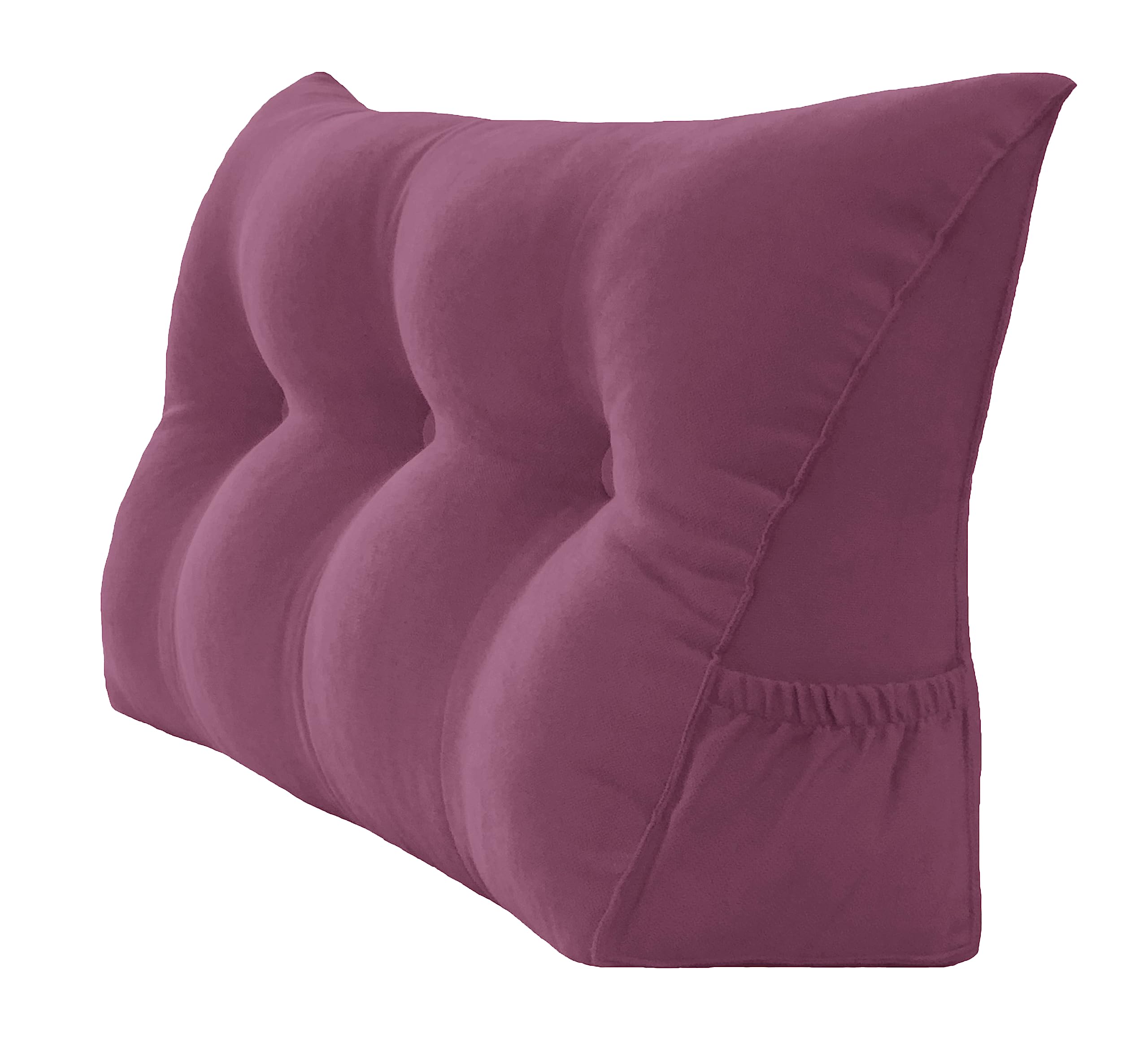 Triangular Reading Pillow with Removable Cover & Side Pockets - Large Wedge Cushion for Bed, Sofa & Floor (39x8x20in, Purple) - Perfect for Reading, Relaxing, Watching TV & Lounging