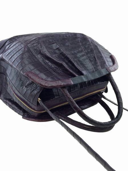 Nancy Gonzalez Genuine Crocodile Leather Pleated Framed Large Satchel Handbag for Women - Perfect for Work, Travel & Special Occasions