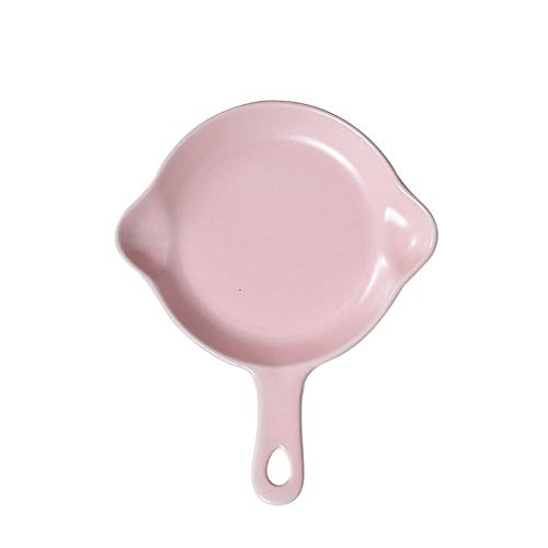 6 Inch Matte Ceramic Baking Dish with Handle - Round & Square Oven Safe Plates for Steak, Pasta, Salad | Microwave & Dishwasher Safe | Perfect for Dinner Parties, Holiday Meals & Everyday Use (Pink, Round)