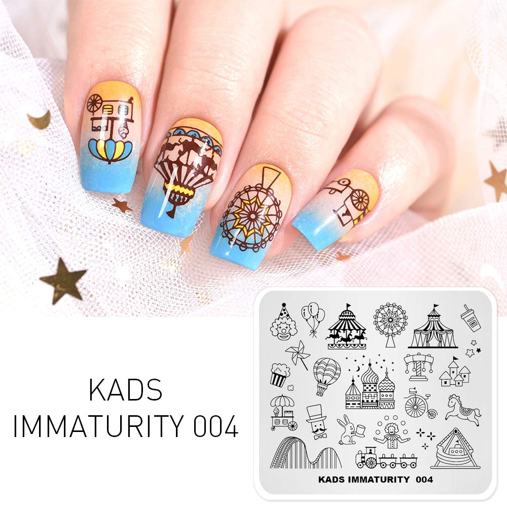 Cute Clown Nail Stamping Plates - KADS DIY Nail Art Templates for Manicure (IM004) | Professional Nail Design for Parties, Halloween & Special Occasions