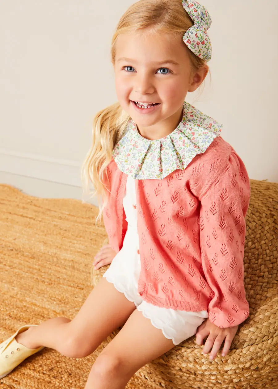 Liberty Fabric Floral Collar Top for Girls 2-10 Years | Pink Ruffled Blouse for Special Occasions & Photoshoots