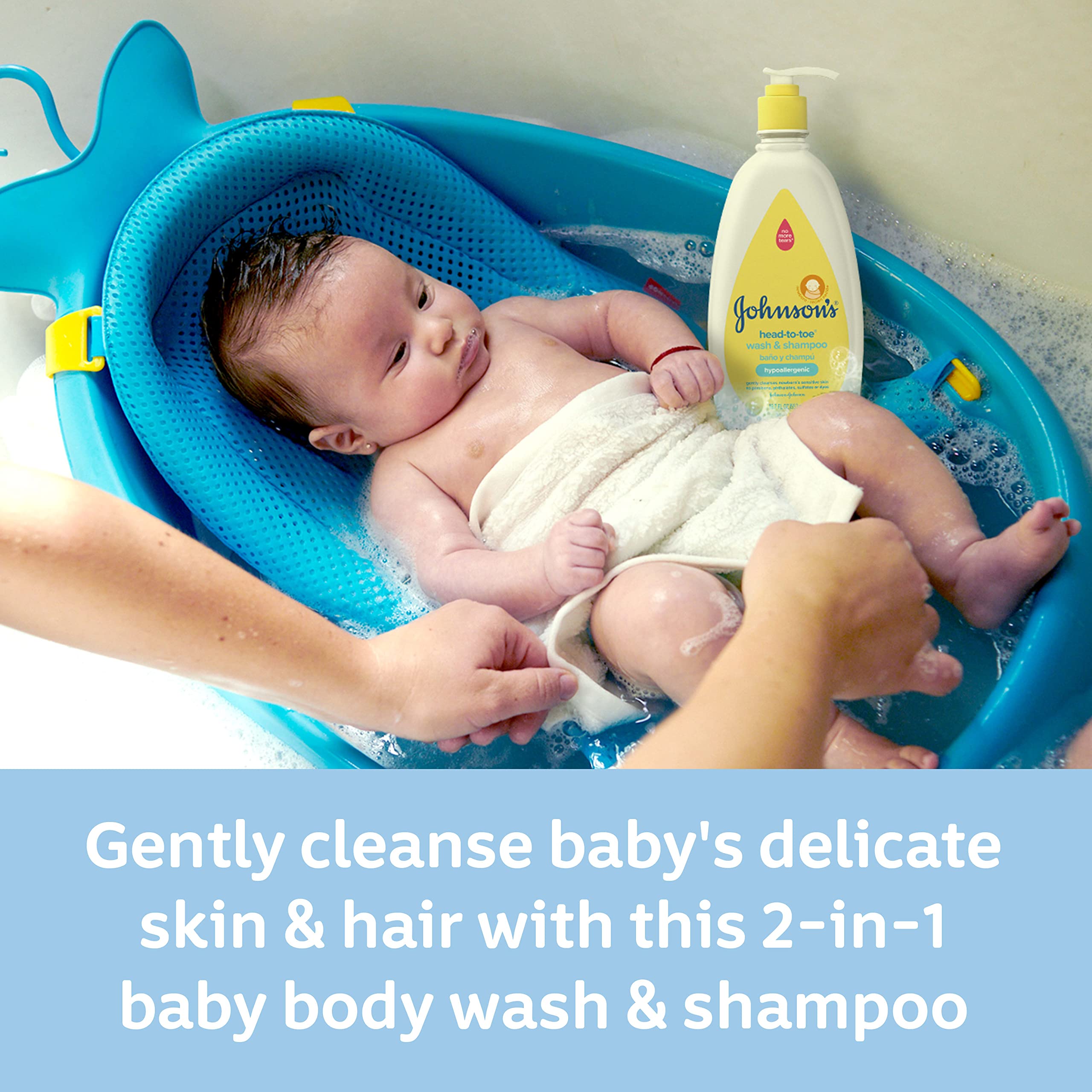Johnson's Baby Wash & Shampoo - Tear-Free 2 Pack for Sensitive Skin | Bath Time & Daily Hygiene