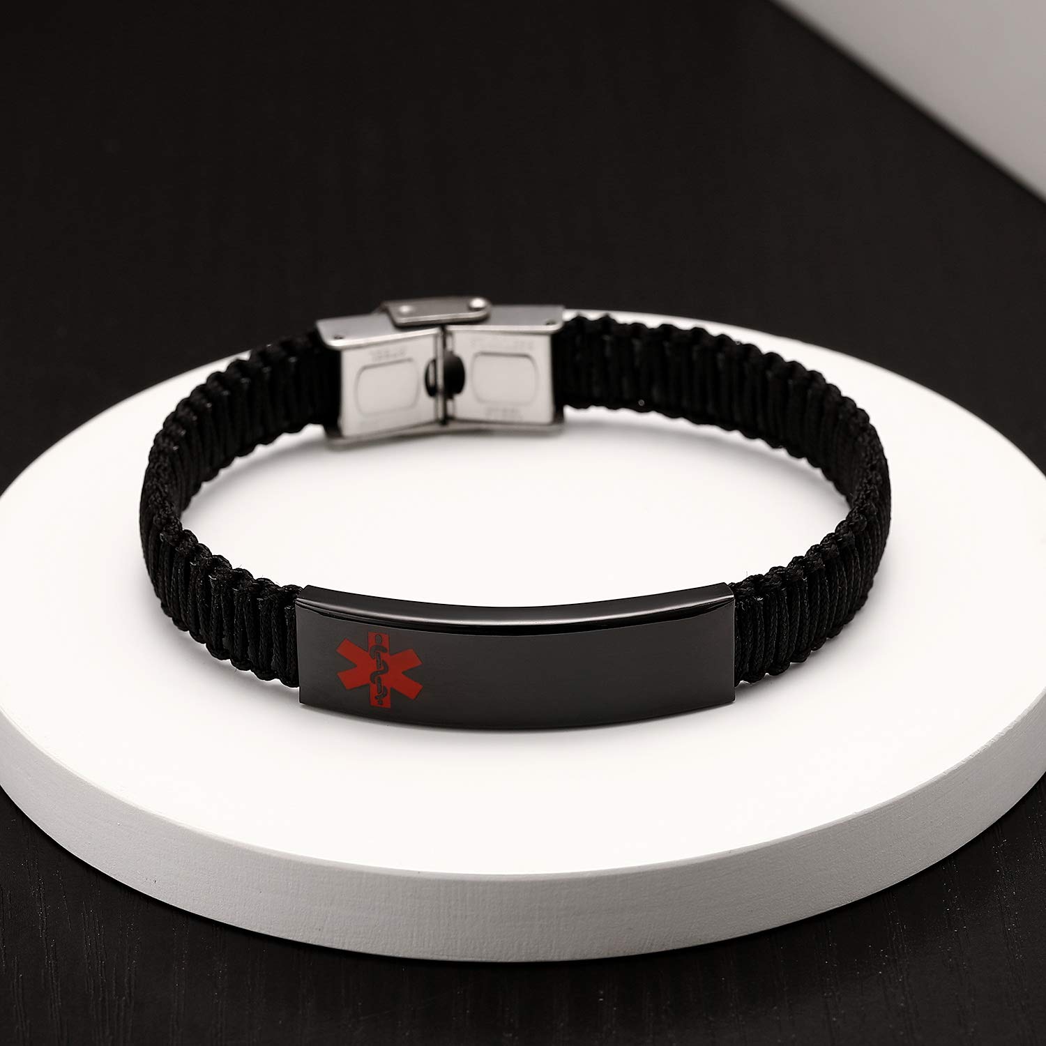 Diabetes Medical Alert ID Bracelet for Women & Men | Adjustable Handmade Nylon Braided Emergency Medical Bracelet - Perfect for Daily Wear, Travel & Emergency Situations