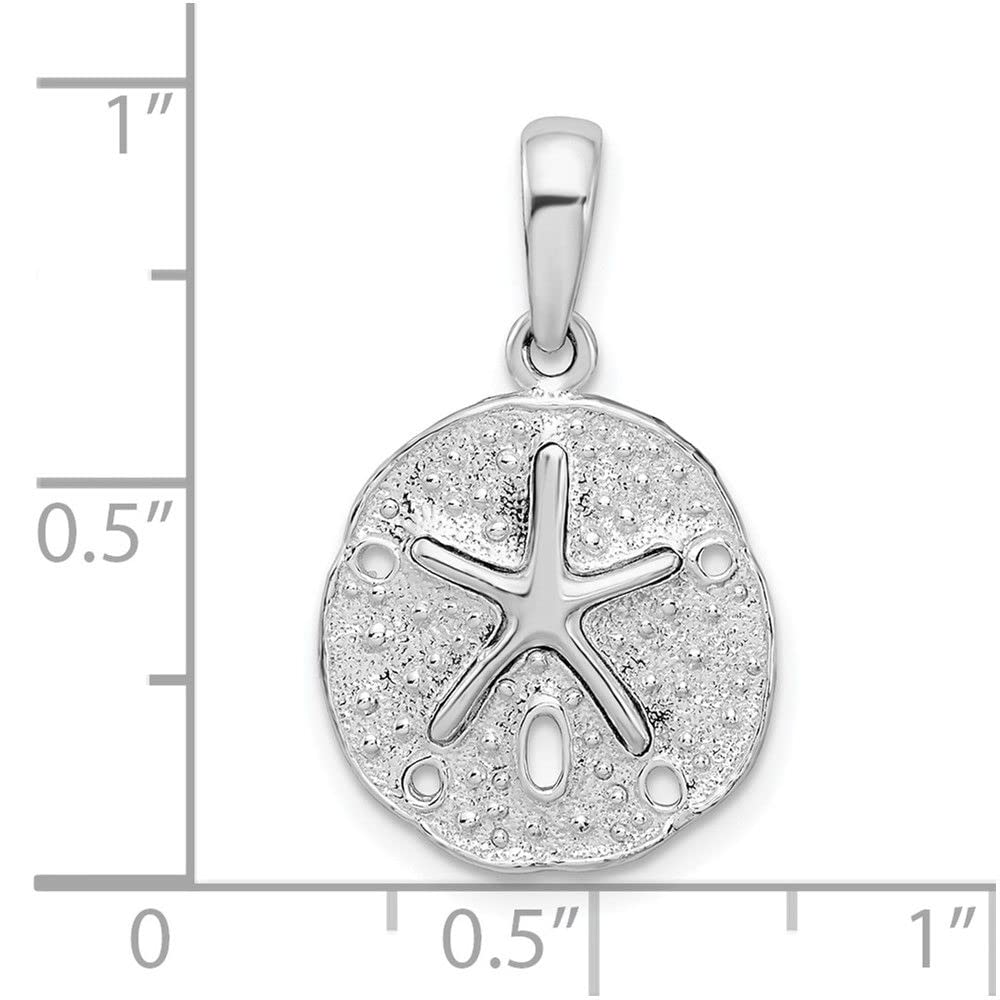 QC10093 Sterling Silver Small Sand Dollar Pendant - Polished & Textured Finish | Perfect for Beach-Themed Jewelry, Gift Giving & Everyday Wear