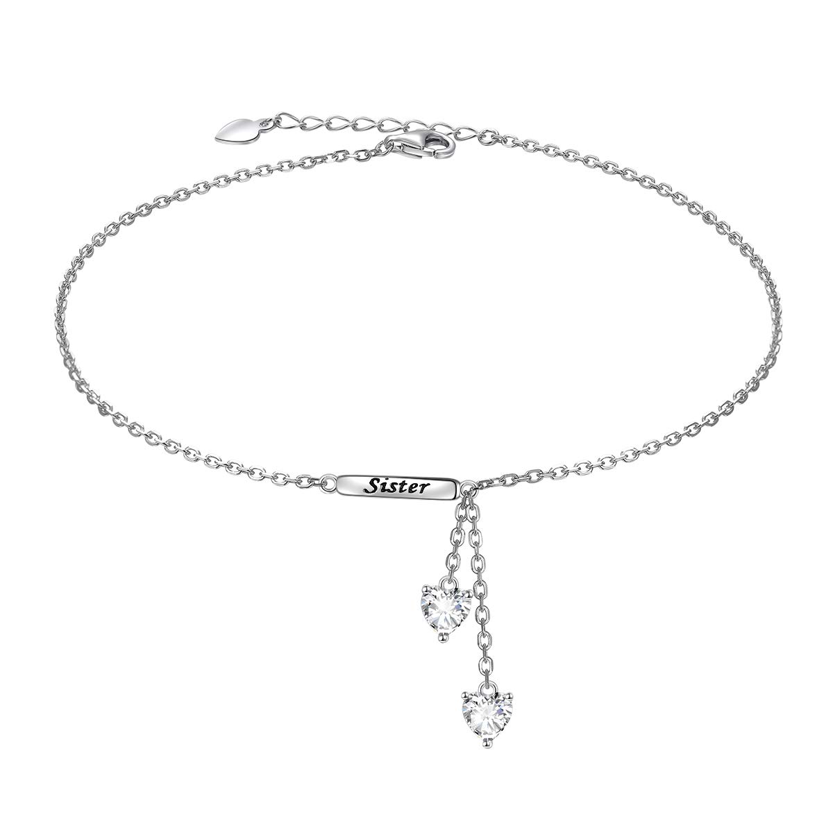 Elegant Sterling Silver Boho Anklet for Women - Adjustable Beaded Heart Ankle Bracelet | Perfect for Beach, Summer & Everyday Wear