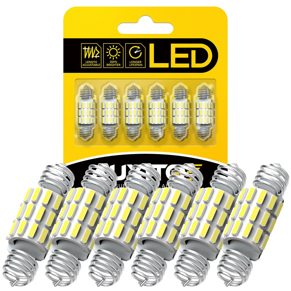 AUXITO Retractable DE3175 6418 LED Bulb - 4014 Chipsets, 31mm & 36mm Festoon Bulb (6411 Bulb) - Perfect for Car Interior Lights, Dome Lights & Map Lights