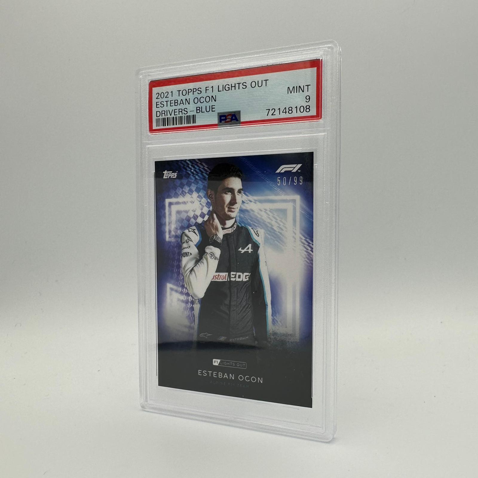 PSA 9 Graded 50/99 Esteban Ocon Blue Parallel Racing Card - Perfect for F1 Collectors, Sports Memorabilia Displays & Trading Card Investments