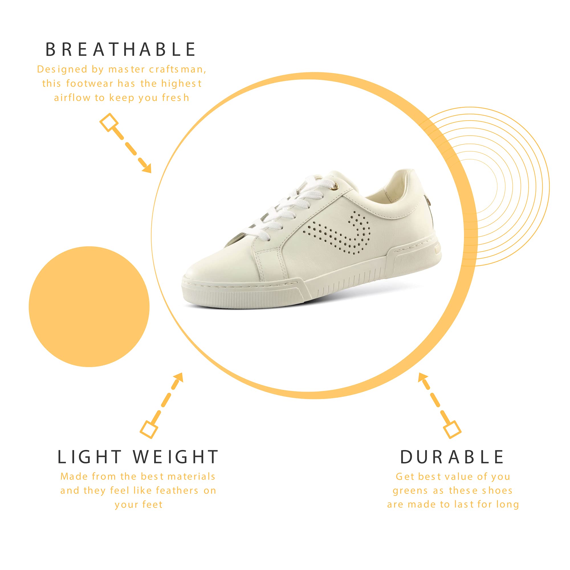 JATAREA Women's Fashion Sneakers – Genuine Leather Casual Shoes, Comfortable Cushioned Insole, TPR Rubber Sole, Stylish Lifestyle, Lightweight and Durable Travel Sneakers for Walking, Running, Workout & Everyday Wear