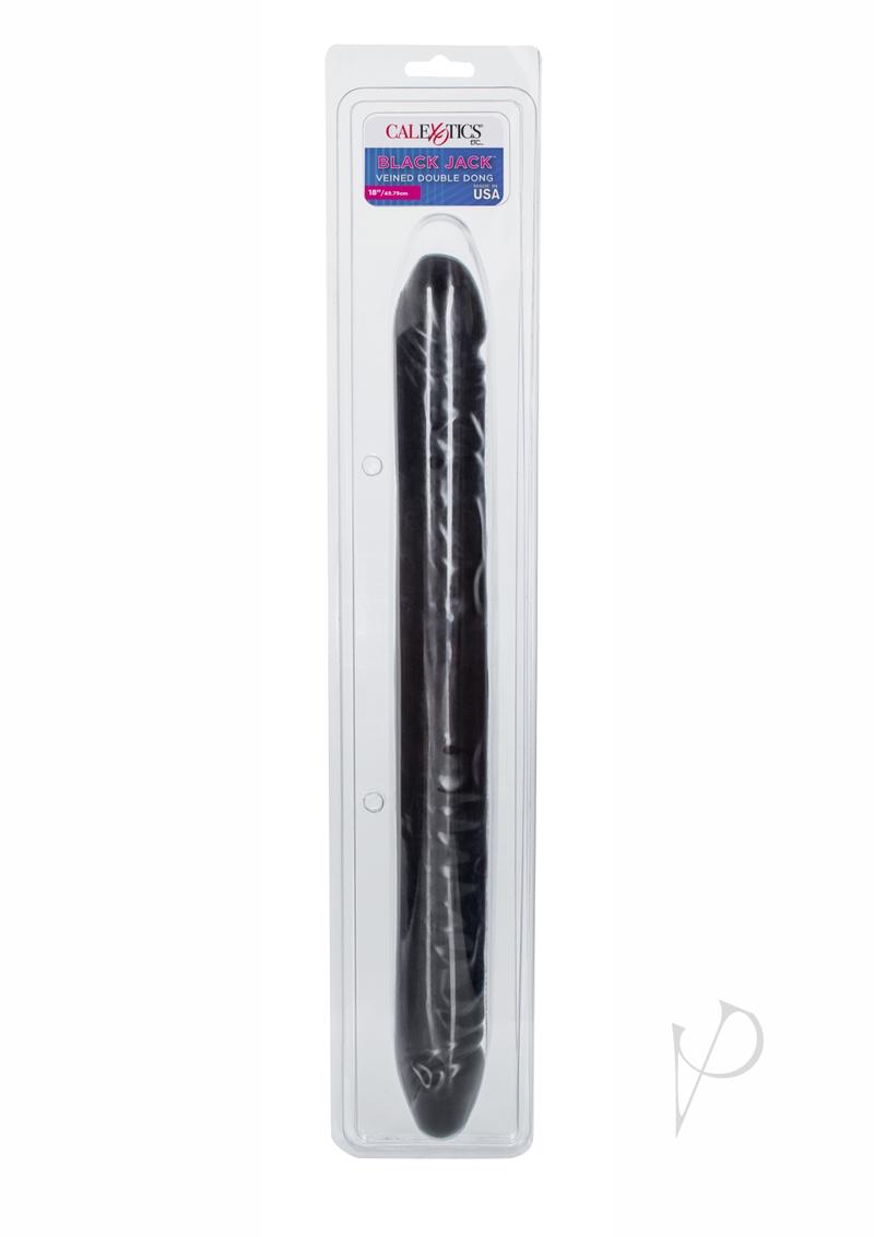 18 Inch Black Veined Double-Ended Dildo for Couples Play - Perfect for BDSM, Roleplay & Sensual Exploration