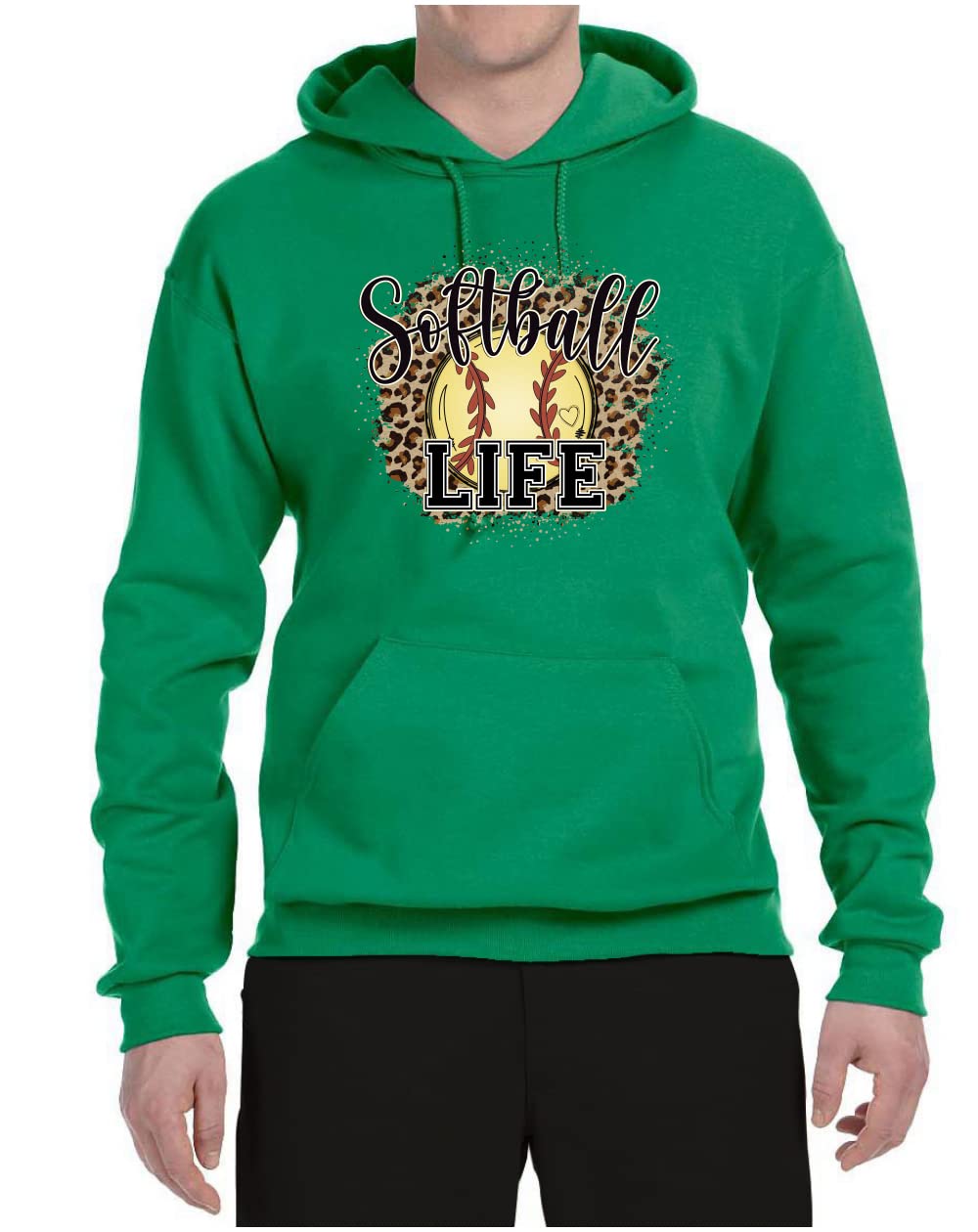 Wild Bobby Softball Life Animal Print Graphic Hoodie - Unisex Sports Sweatshirt for Girls & Boys - Perfect for Baseball, Softball Games & Casual Wear