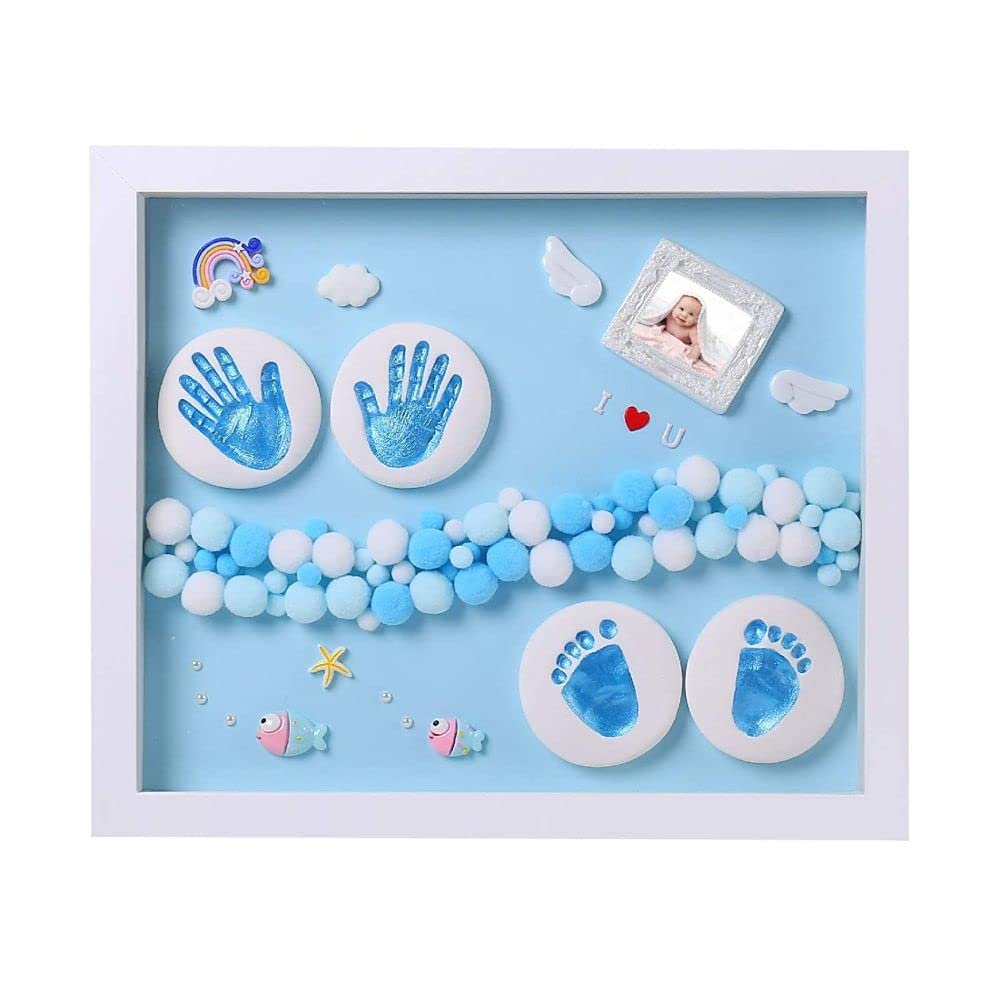 DIY Baby Clay Handprint Footprint Keepsake Kit with LED Lights - Perfect New Parent Gift for Baby Shower, Christening & First Birthday (Blue) | Create Lasting Memories of Baby's Tiny Hands & Feet