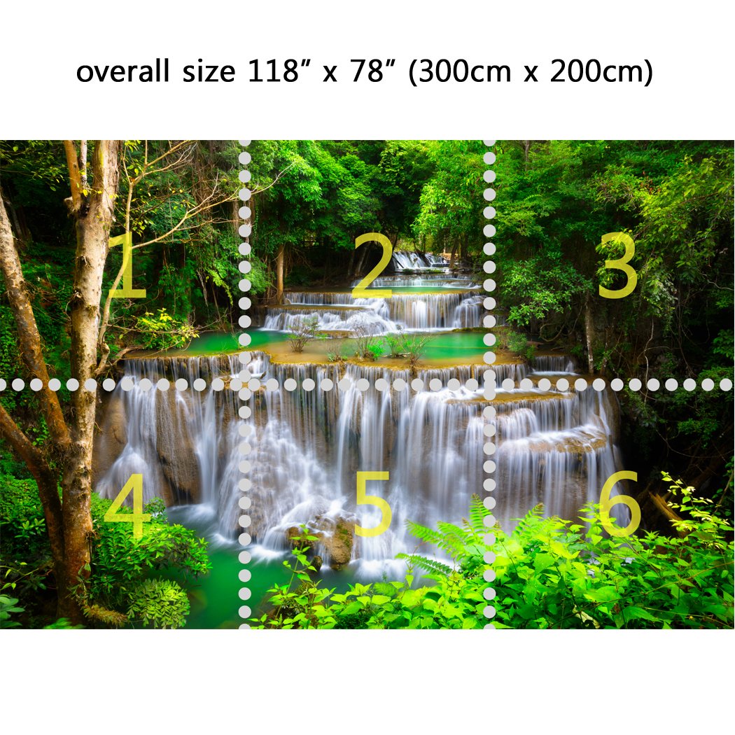 Peel and Stick Repositionable Fabric Wallpaper - Waterfall in Deep Forest Wall Mural for Home Decor (118