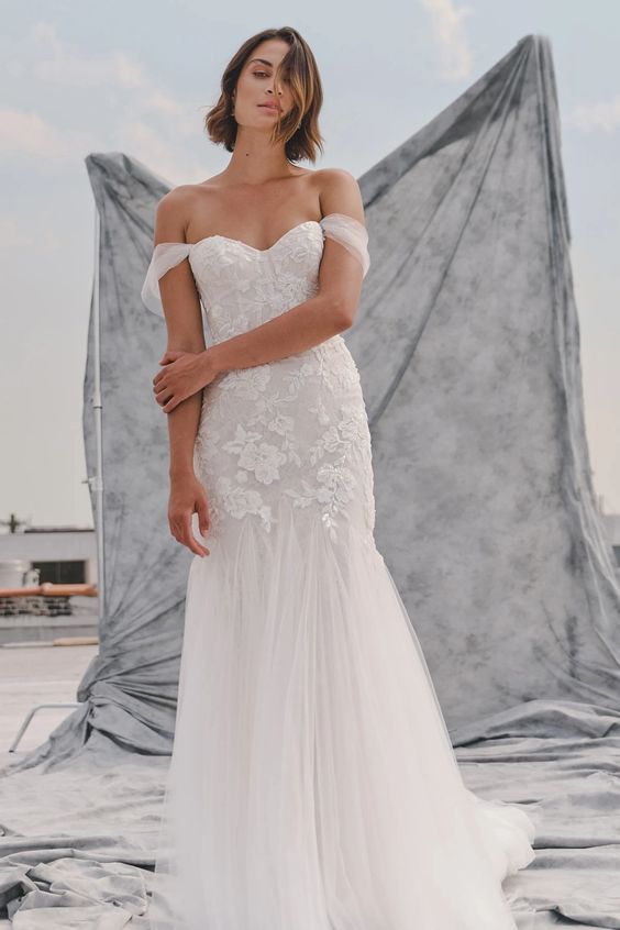 Jenny Yoo Adrienne Wedding Gown - Elegant Lace Bridal Dress for Bride, Perfect for Church Ceremony & Formal Reception