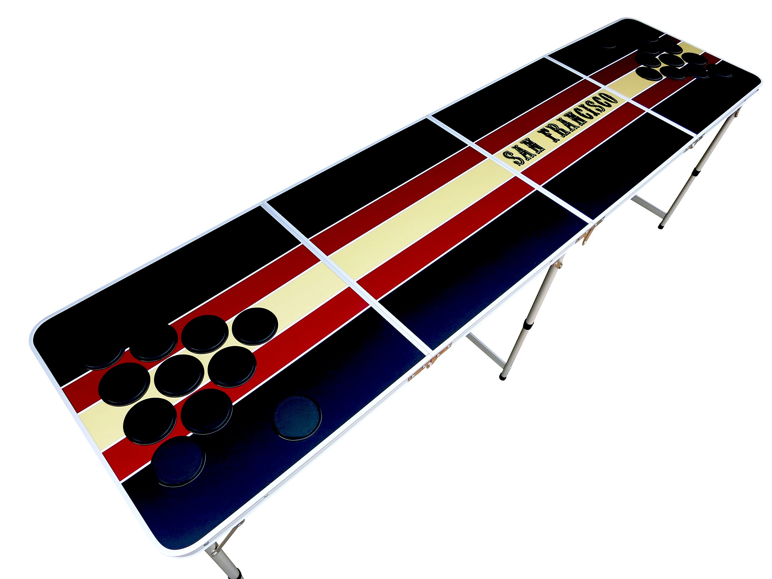 Red and Gold San Francisco Beer Pong Table - Premium Foldable Party Game Table for College Dorms, Tailgates & Backyard Gatherings