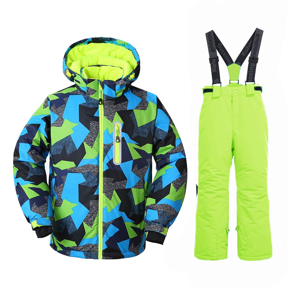 Boys Ski Jacket & Snow Pants Set - Windproof Waterproof Winter Coat Suit for Kids | Outdoor Snowboarding, Skiing & Cold Weather Activities