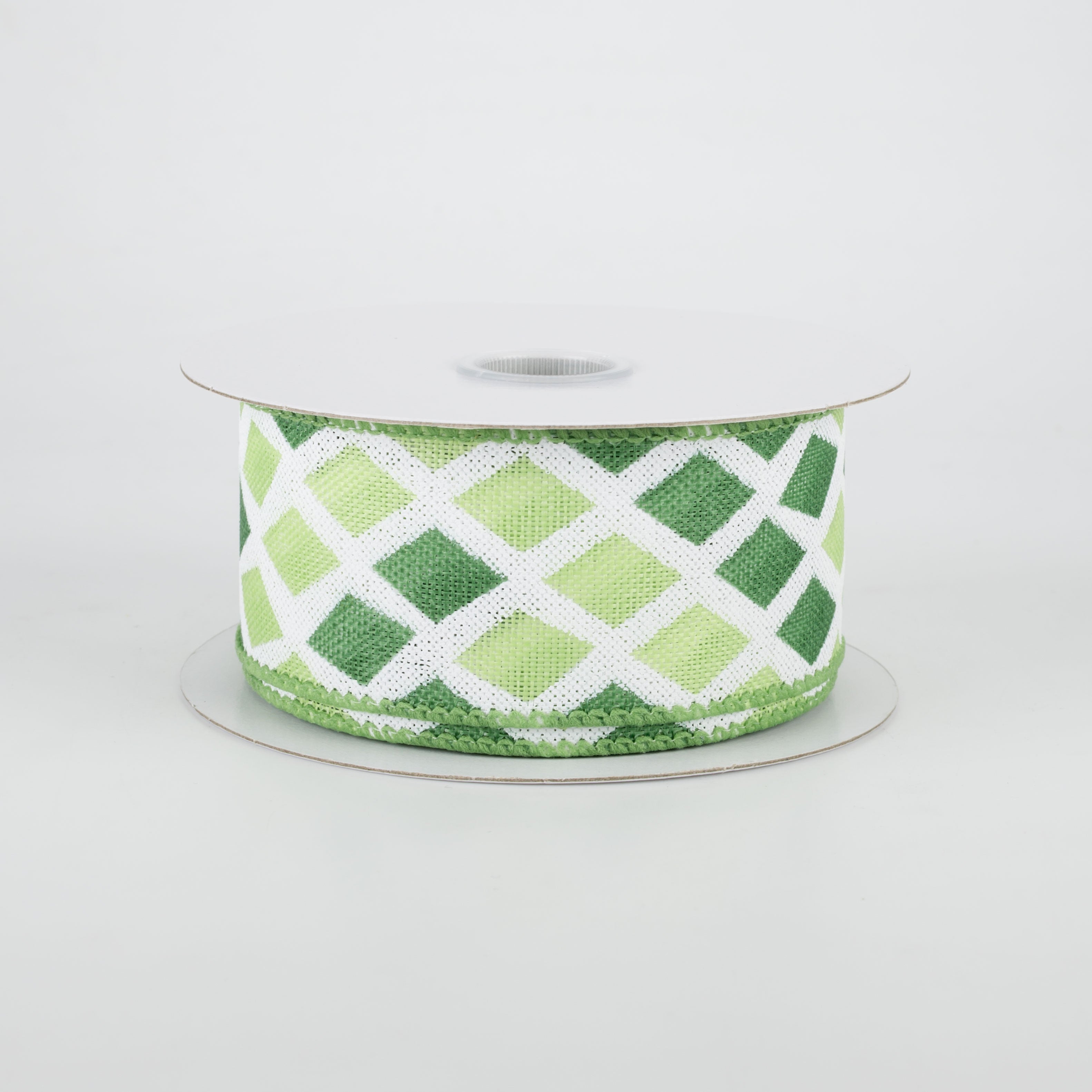 1.5 Inch Mosaic Diamond Pattern Ribbon - Green & Mint Ombre Craft Ribbon (10 Yards) for Gift Wrapping, DIY Scrapbooking, Wedding Decorations & Hair Bows