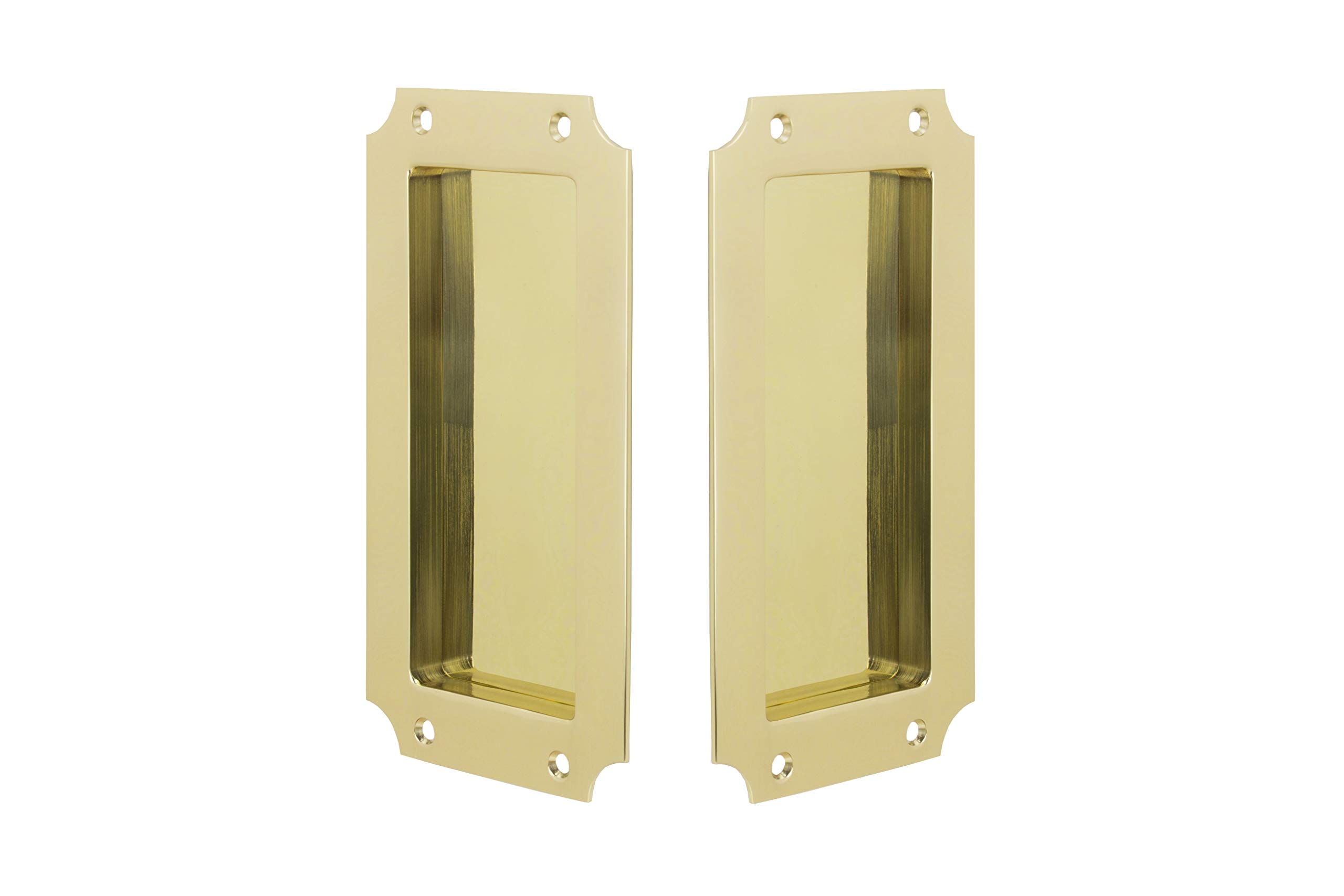 FPL Manor Solid Brass Pocket Door Hardware - Passage Function for Halls & Closets - Premium Polished Brass Finish - Ideal for Space-Saving Interior Doors & Modern Home Renovations