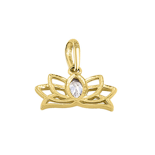 14K Yellow Gold Flower Crown Marquise CZ Pendant Necklace for Women - Elegant Cubic Zirconia Jewelry Gift for Brides, Prom, Weddings & Special Occasions