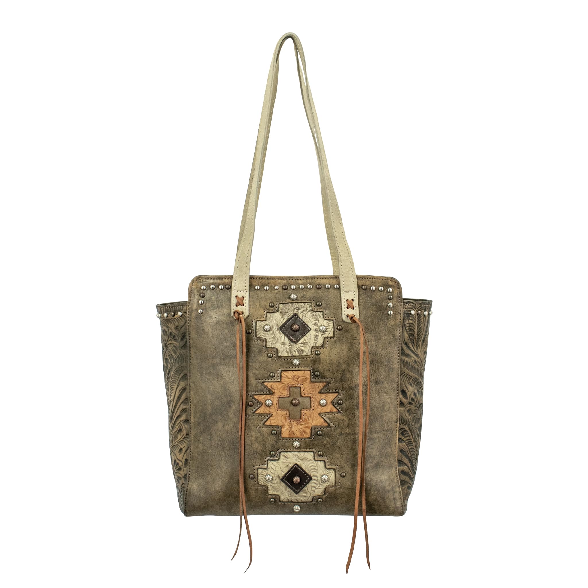 Authentic American West Leather Navajo Soul Tote Bag for Women - Stylish Handmade Crossbody Purse for Everyday Use, Travel & Boho Fashion Accessories