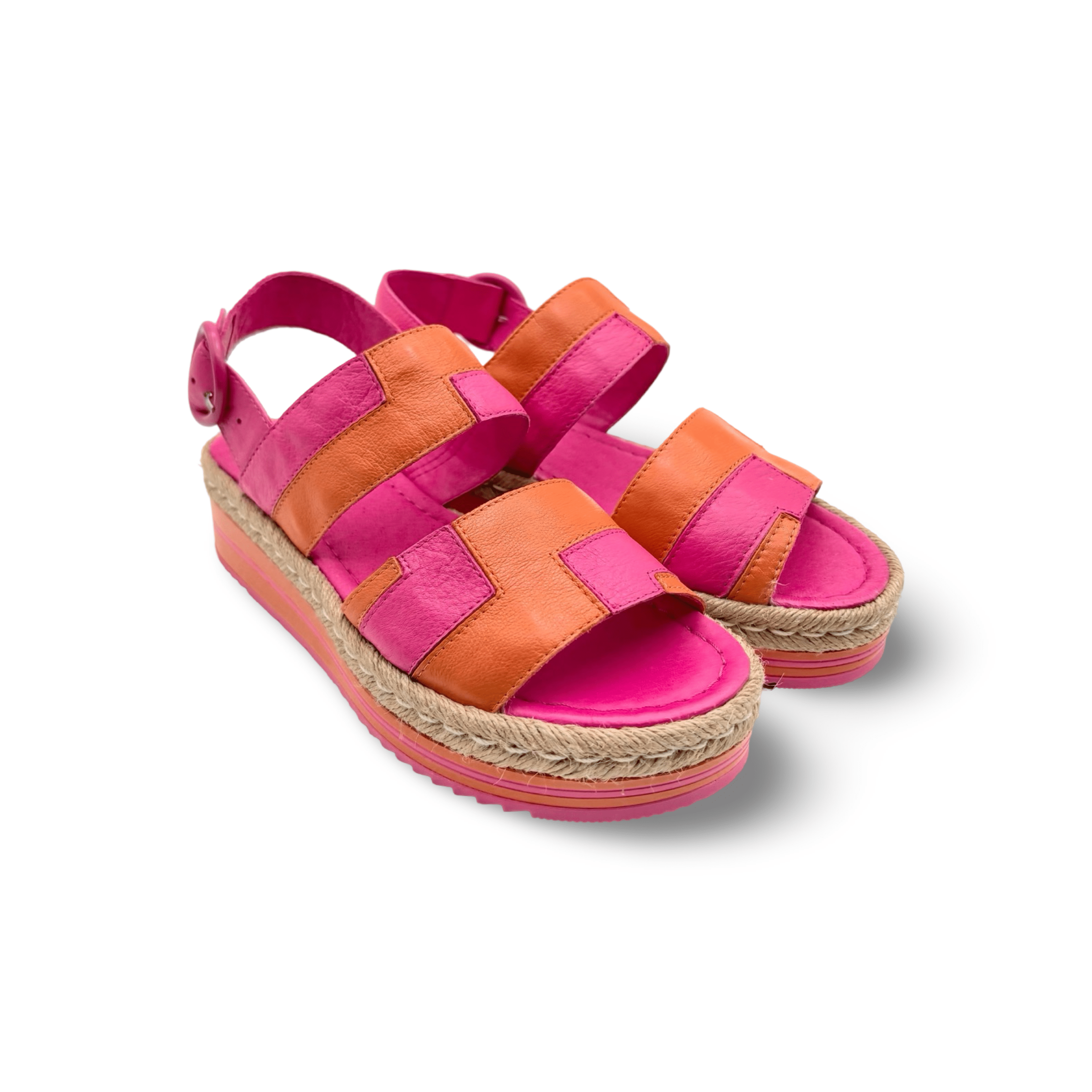 Atami Orange and Pink Platform Sandals for Women - Comfortable Summer Beach Shoes with Non-Slip Sole | Perfect for Vacation, Poolside, and Outdoor Activities
