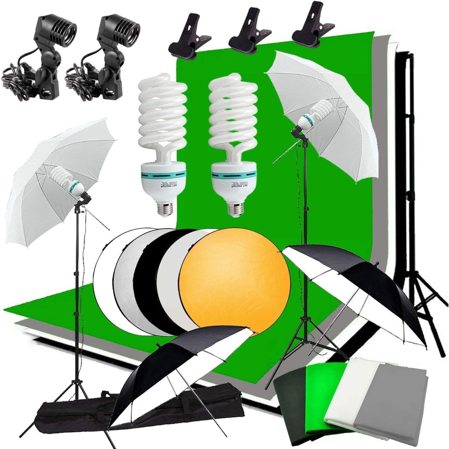 Professional 2m x 3m Photo Studio Lighting Kit with Backdrop Support System - 2x 135W Softbox Umbrellas & Continuous Lighting for Portrait, Product, and YouTube Video Photography - Perfect for Home Studios and Content Creators