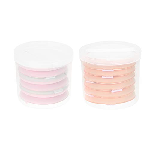FRCOLOR 12pcs Round Air Cushion Makeup Puffs - Soft Powder Puff for Liquid Foundation & Loose Powder (Pink/Khaki) | Perfect for Daily Makeup & Professional Makeup Artists