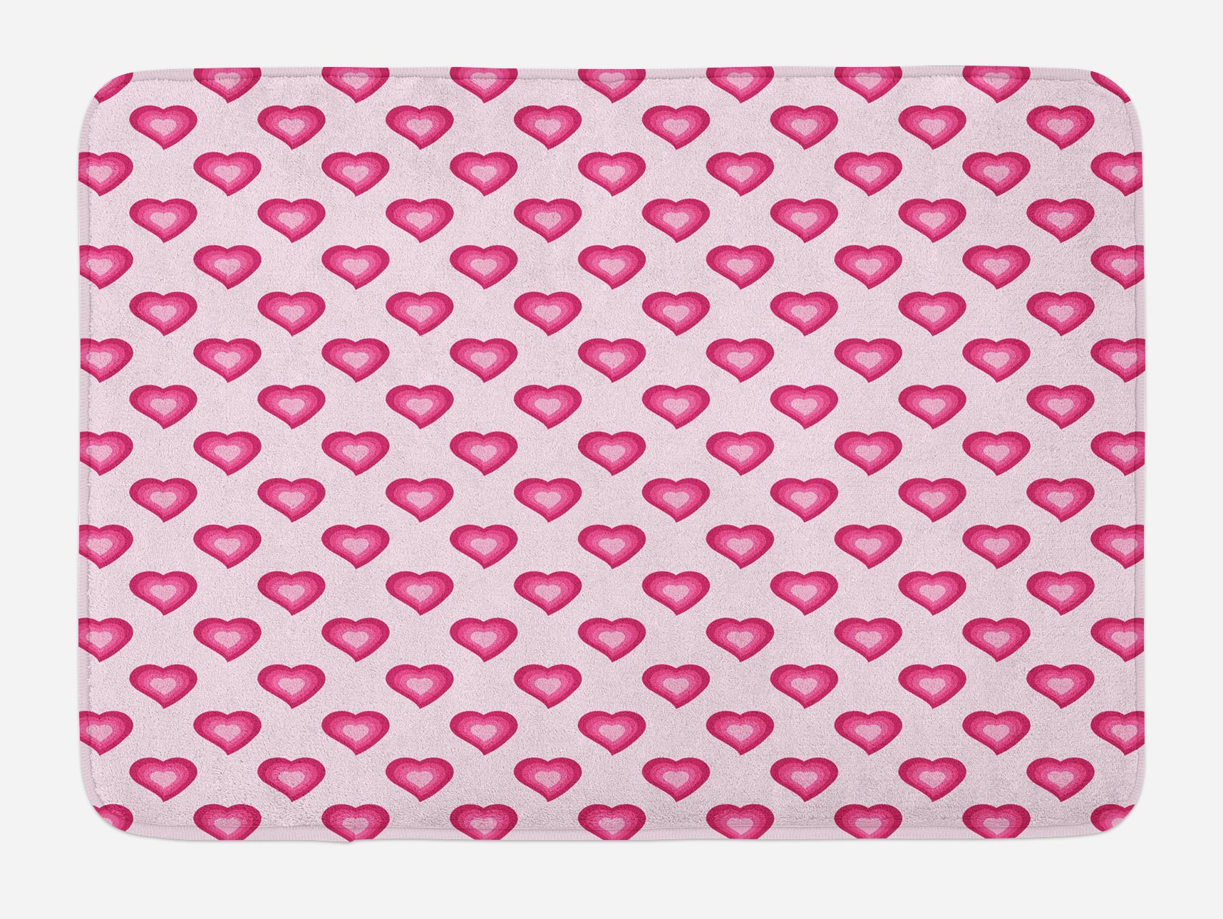 Ambesonne Plush Pink Heart Ombre Bath Mat - Non-Slip Soft Bathroom Rug 30