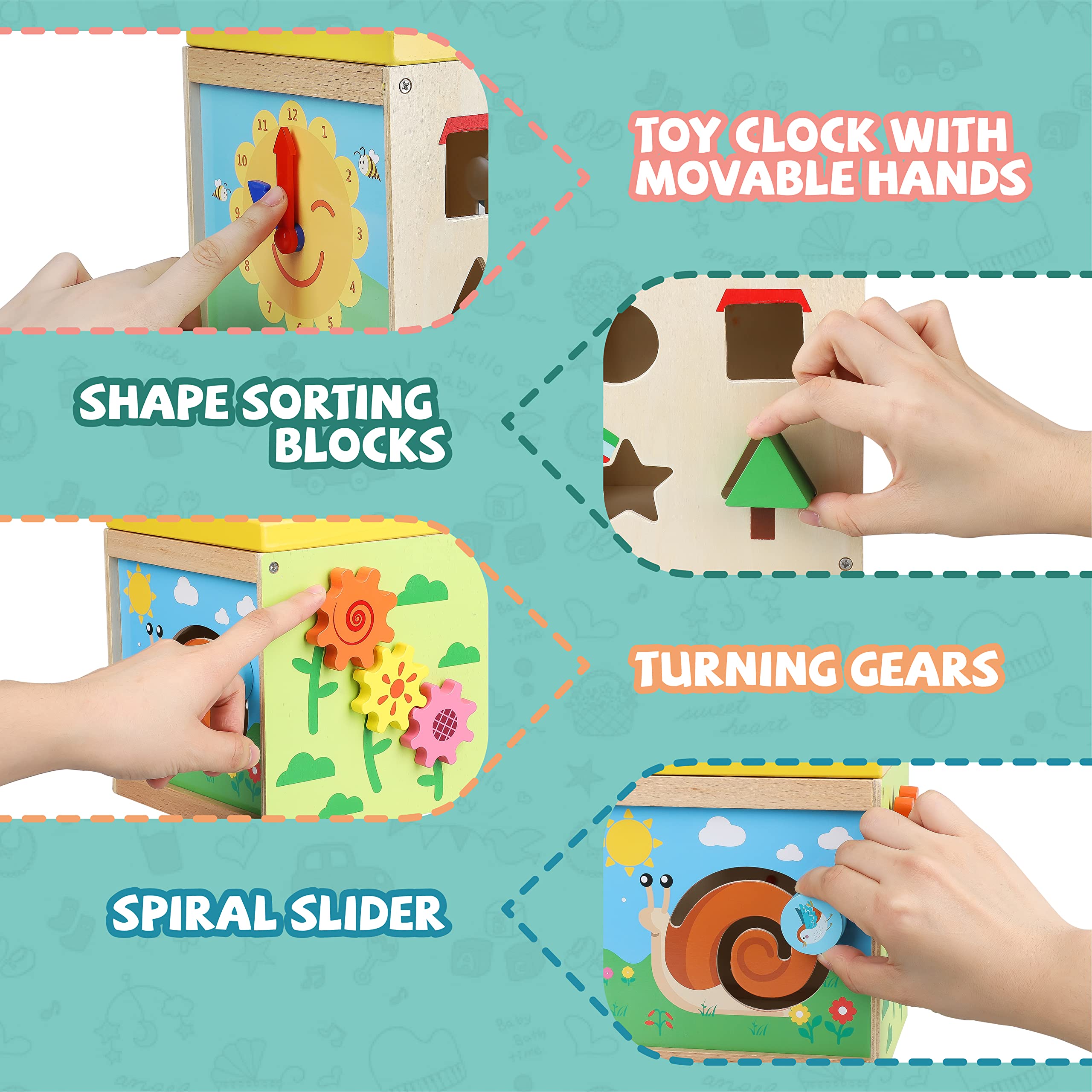TOY Life Wooden Baby Activity Cube - Educational Learning Toy for Toddlers 1-3 Years Old with Bead Maze & Busy Cube | Montessori Toys for 1+ Year Old Boys & Girls | Perfect Gift for 9-10 Month Old Babies | Great for Early Childhood Development & Playtime Fun