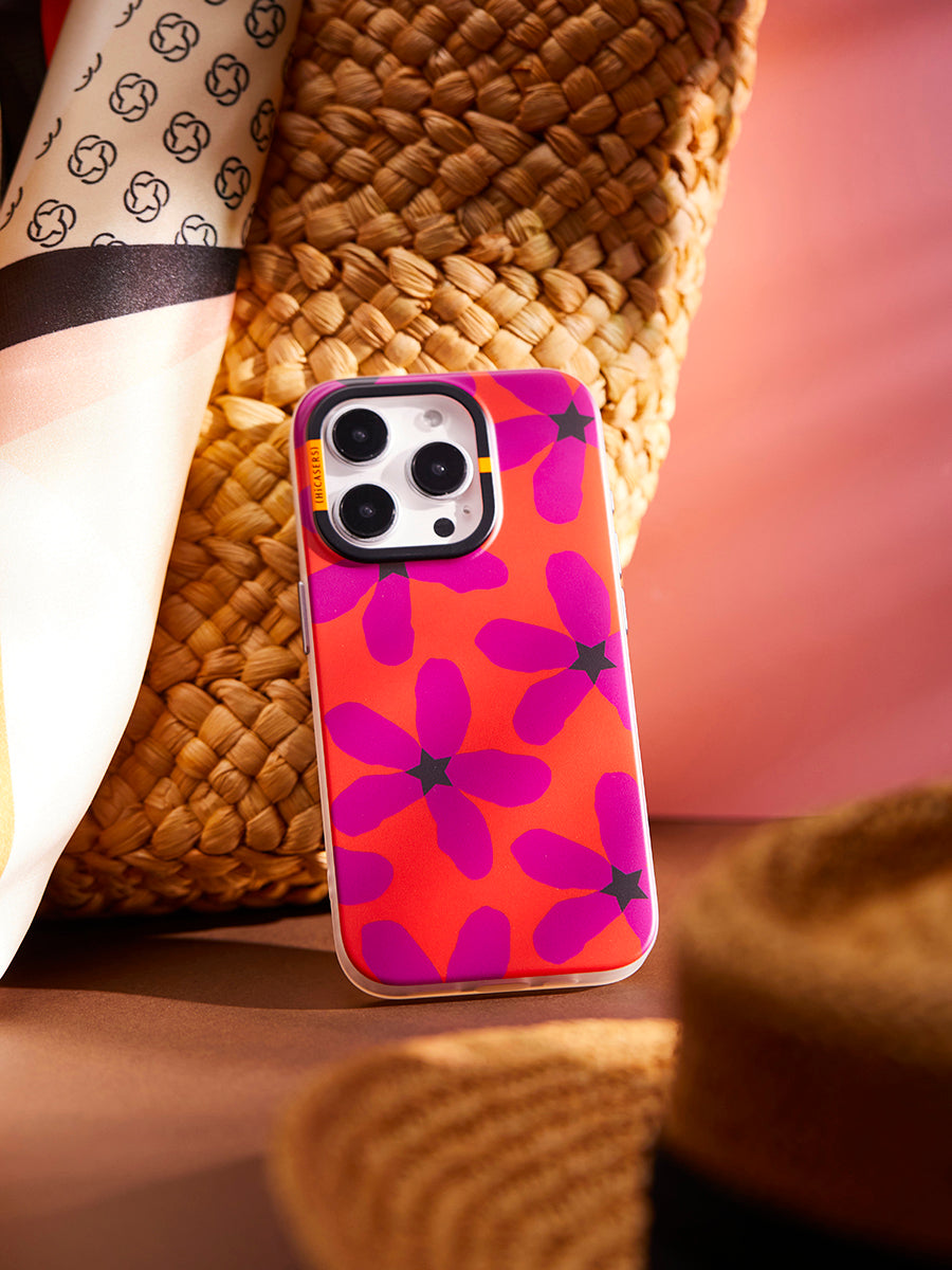 Starry Blossom Phone Case Coral Red - Elegant Floral Design for iPhone & Samsung, Perfect for Everyday Use & Special Occasions