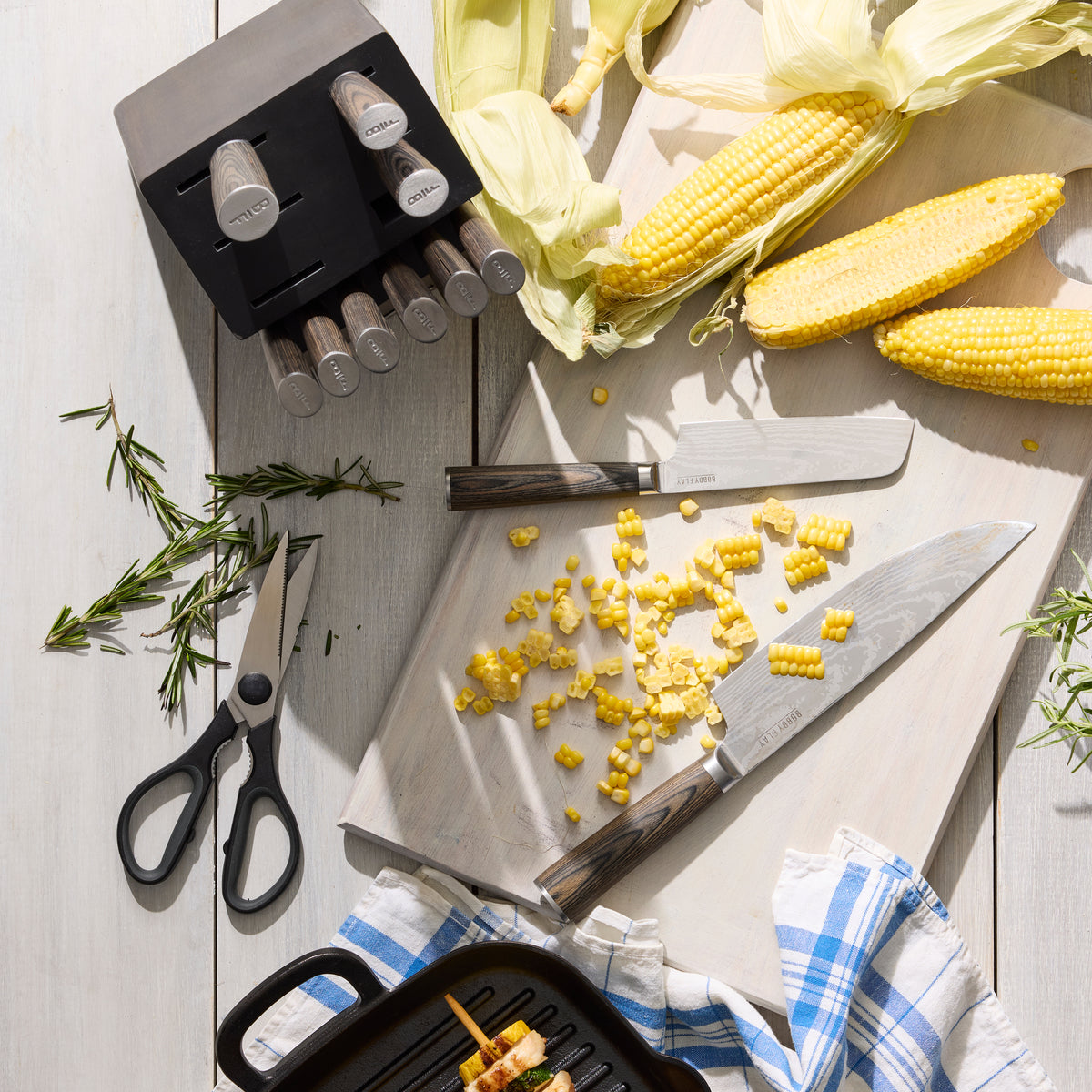 Bobby Flay by GreenPan 13-Piece Stainless Steel Knife Block Set - Premium Kitchen Knives for Chefs & Home Cooking, Perfect for Slicing, Dicing & Chopping Vegetables, Meat & Fruits