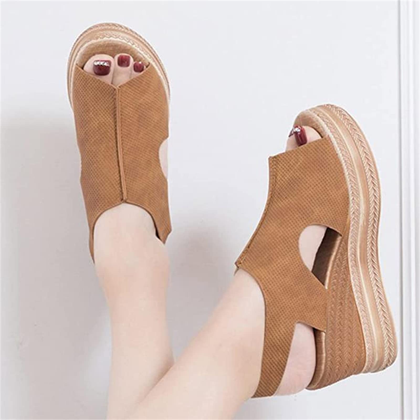 Lausiuoe Women's Wedge Sandals - Open Toe Dressy Summer Platform Sandals with Buckle Ankle Strap | Comfortable Beach & Casual Wear for Summer Outings, Vacations, and Parties