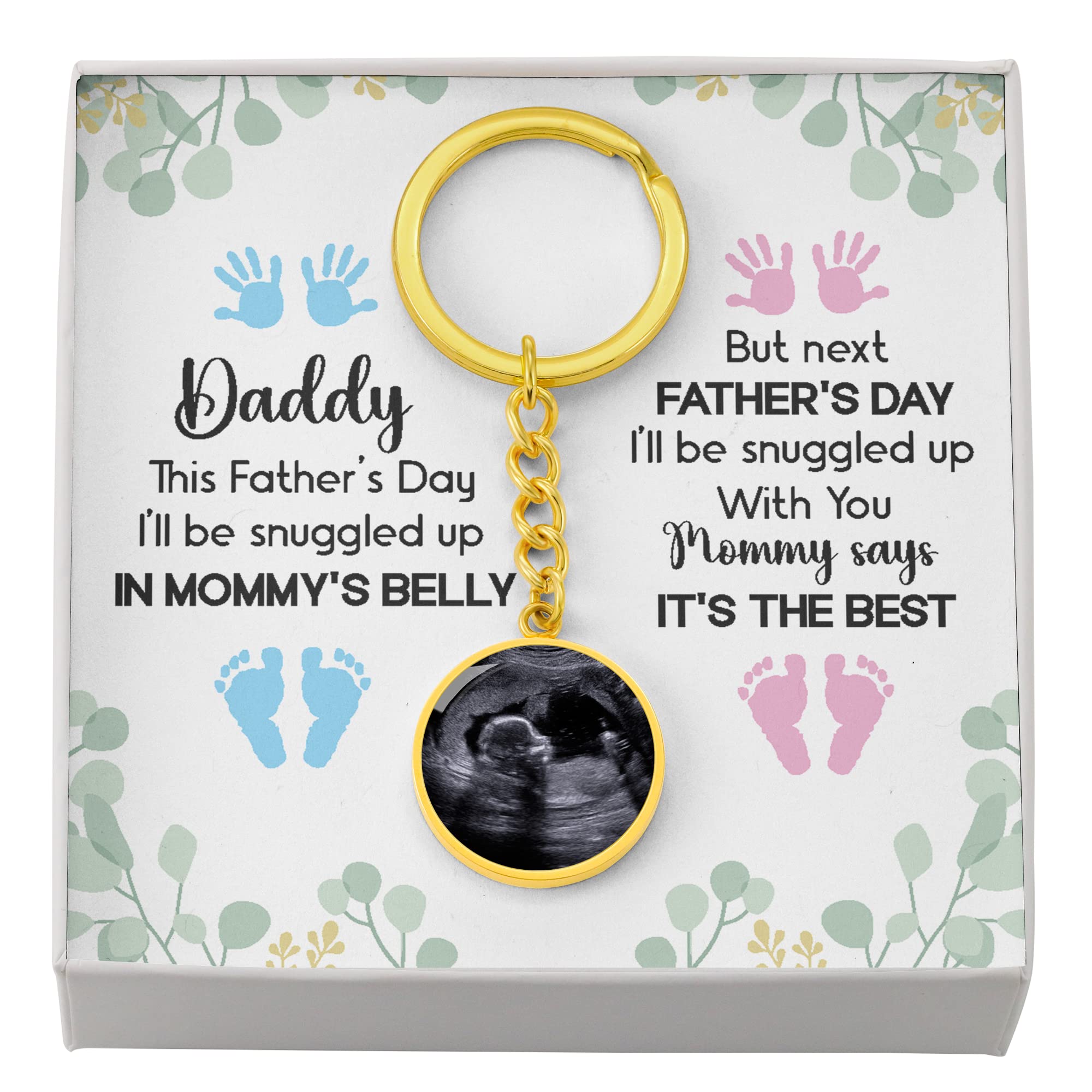 Personalized Baby Bump Daddy To Be Jewelry Gift - First Time Dad Father's Day Present with Engraved Circle Keychain - Newborn Baby Keepsake - Perfect for Pregnancy Announcements, Baby Showers & Special Occasions