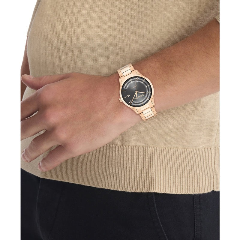 Calvin Klein Iconic Automatic Black Dial Rose Gold Steel Watch 25300025 - Stylish & Elegant Timepiece for Men & Women, Perfect for Business, Casual & Formal Occasions