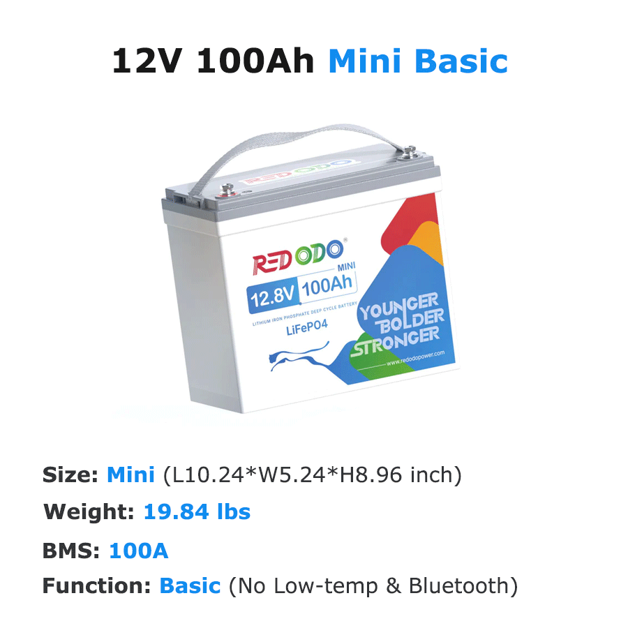 Redodo 12V 100Ah LiFePO4 Deep Cycle Battery - Solar Power, RV, Marine & Off-Grid Energy Storage Solution | Perfect for Camping, Boating & Emergency Backup Power