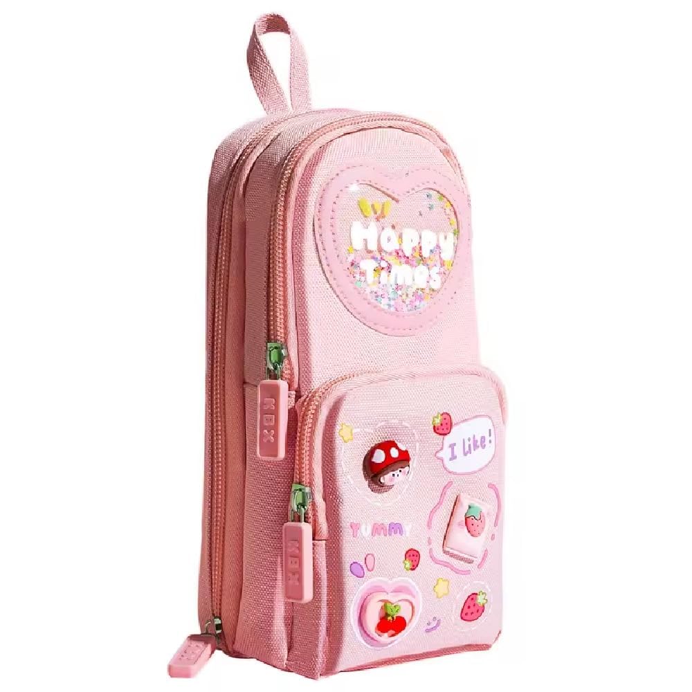 Elecart Double Layer Large Capacity Pencil Case - Multi-Functional Korean Style Organizer for School, Office & Travel | Perfect for Students, Makeup & Stationery Storage