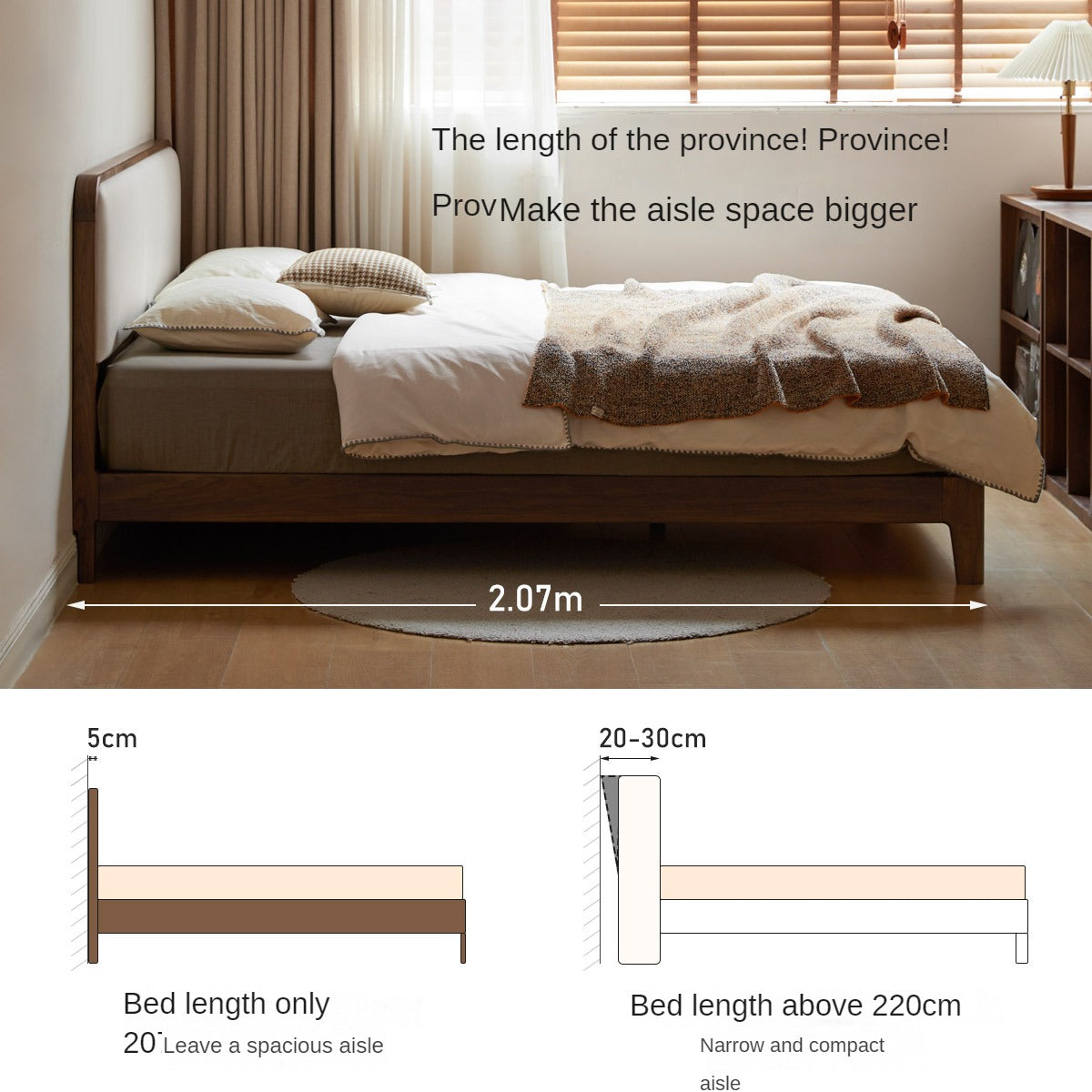 Premium Black Walnut Solid Wood Platform Bed Frame - Minimalist Modern Bedroom Furniture for Master Bedroom, Guest Room & Dorm Use