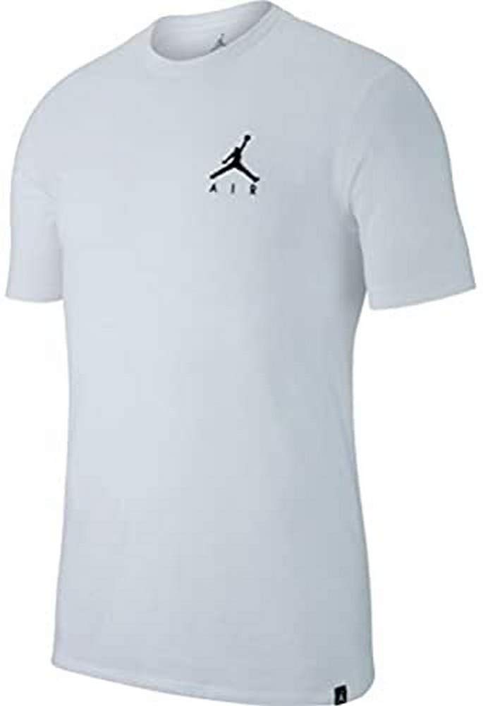 Jordan Jumpman Air Embroidered T-Shirt for Men - White & Black Basketball Jersey Style Tee - Perfect for Casual Wear, Gym, and Street Fashion