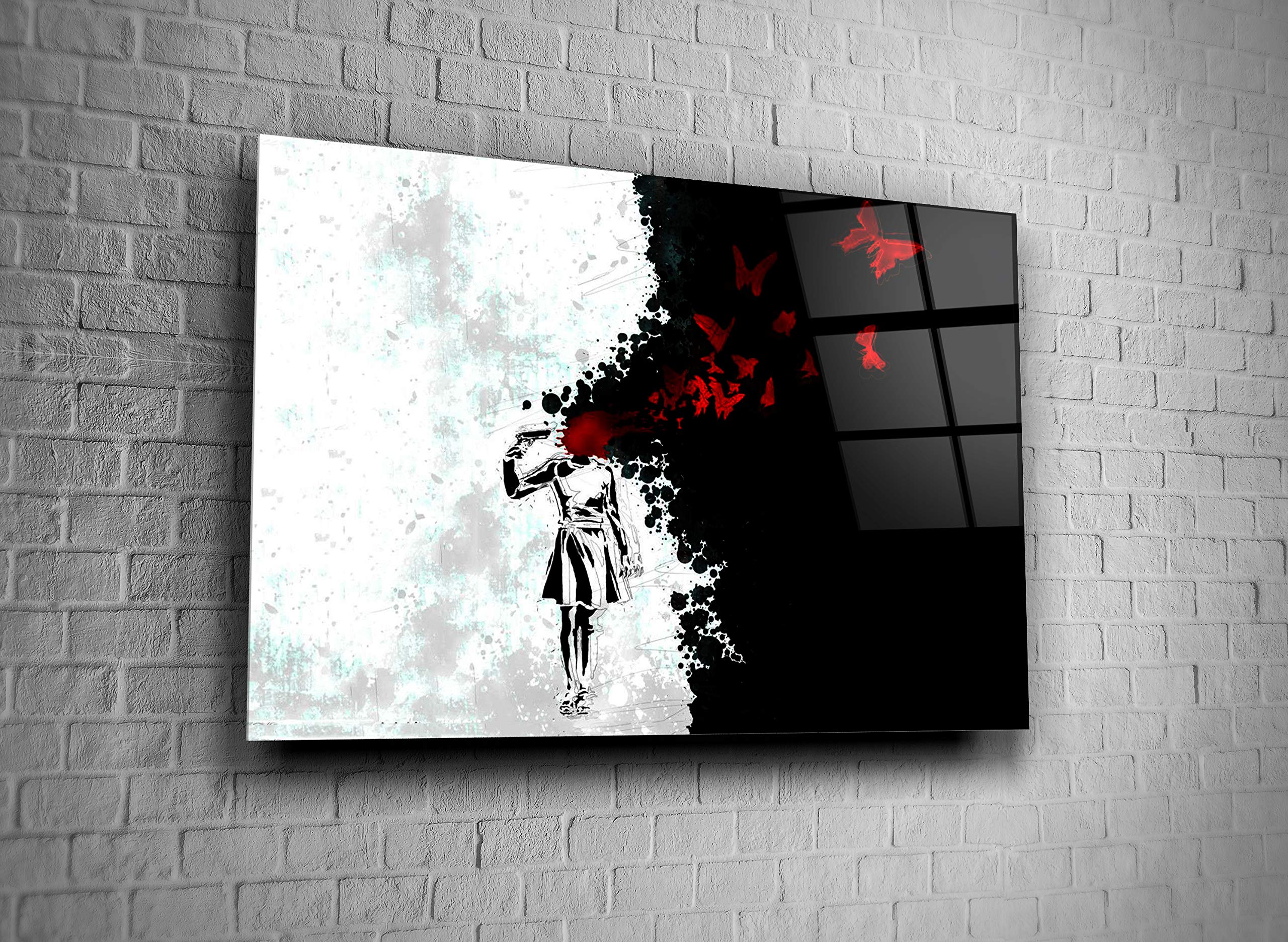 Brain Butterfly Girl Decor Print - Tempered Glass Wall Art for Home & Office - Unique Gift for Women, Teens, Birthday & Housewarming