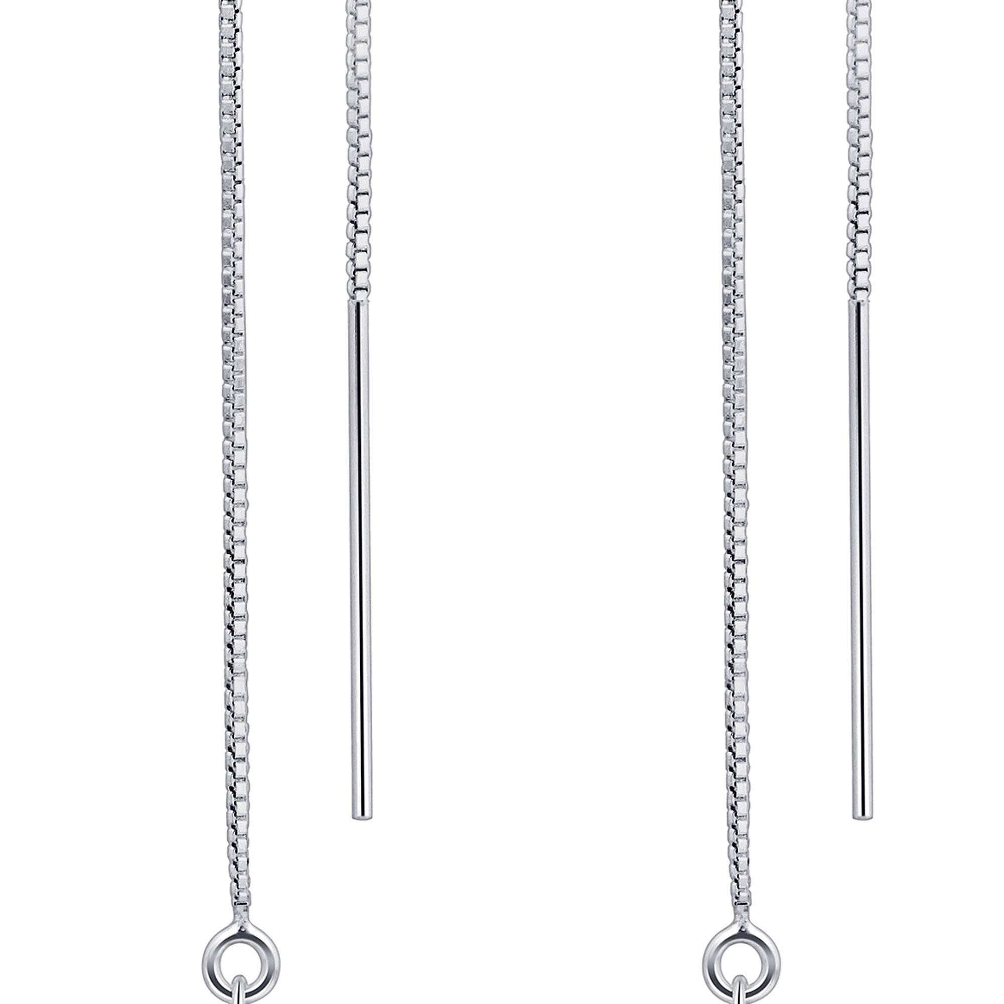 925 Silver Threader Drop Earrings with Austrian Crystals - Elegant Party Jewelry