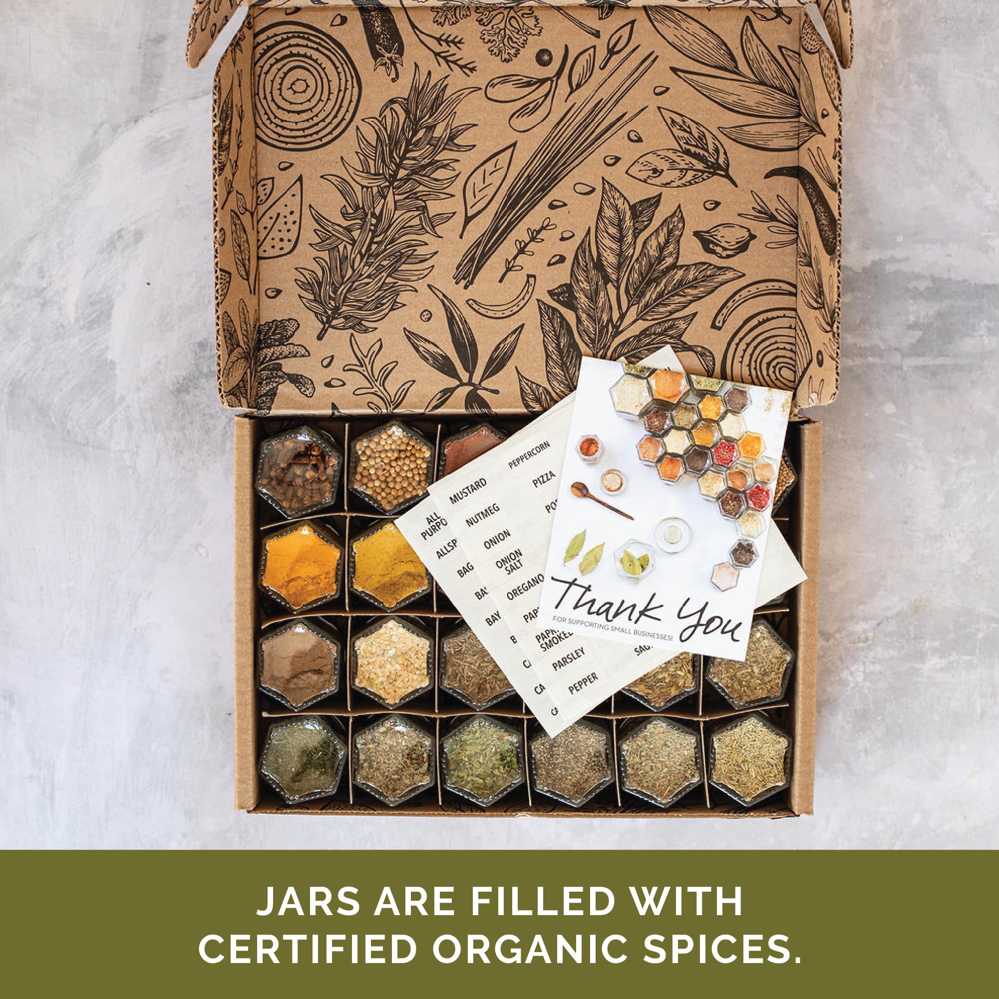 Premium Gneiss Spice Pantry Kit - 24 Magnetic Spice Jars with Organic Seasonings | Small Glass Jars for Kitchen Organization | Perfect for Home Chefs, Spice Lovers & Cooking Enthusiasts