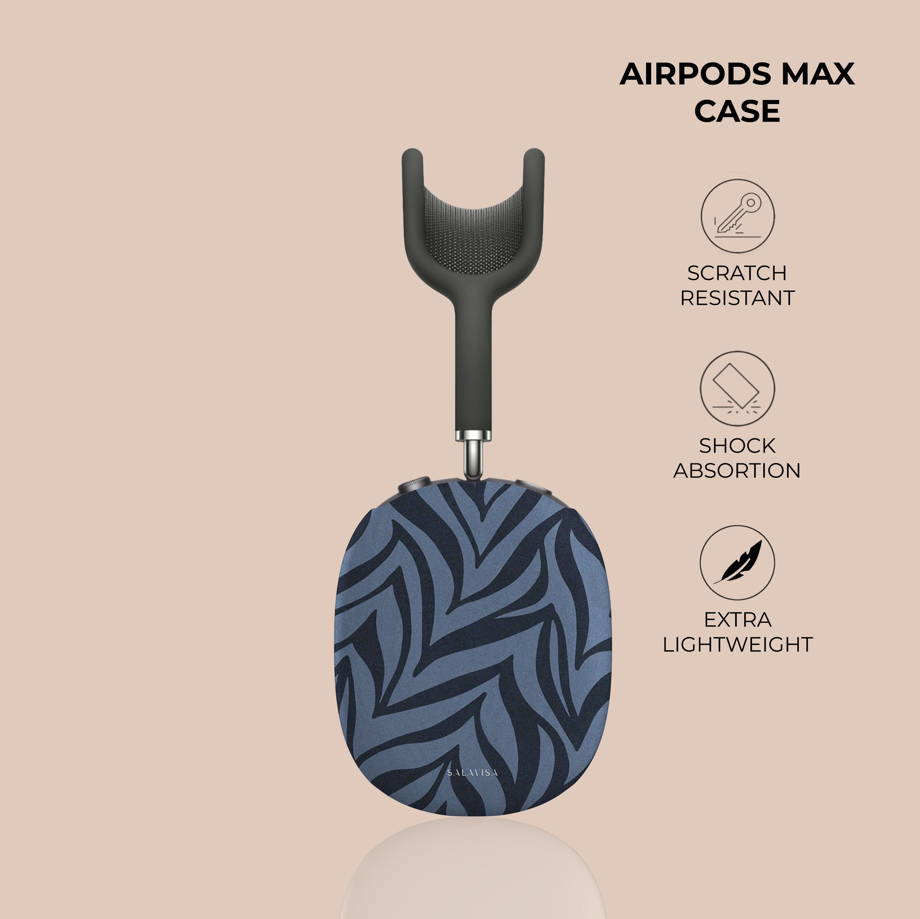 Premium Blue Zebra Pattern AirPods Max Protective Case - Durable Cover for Travel, Gym & Daily Use