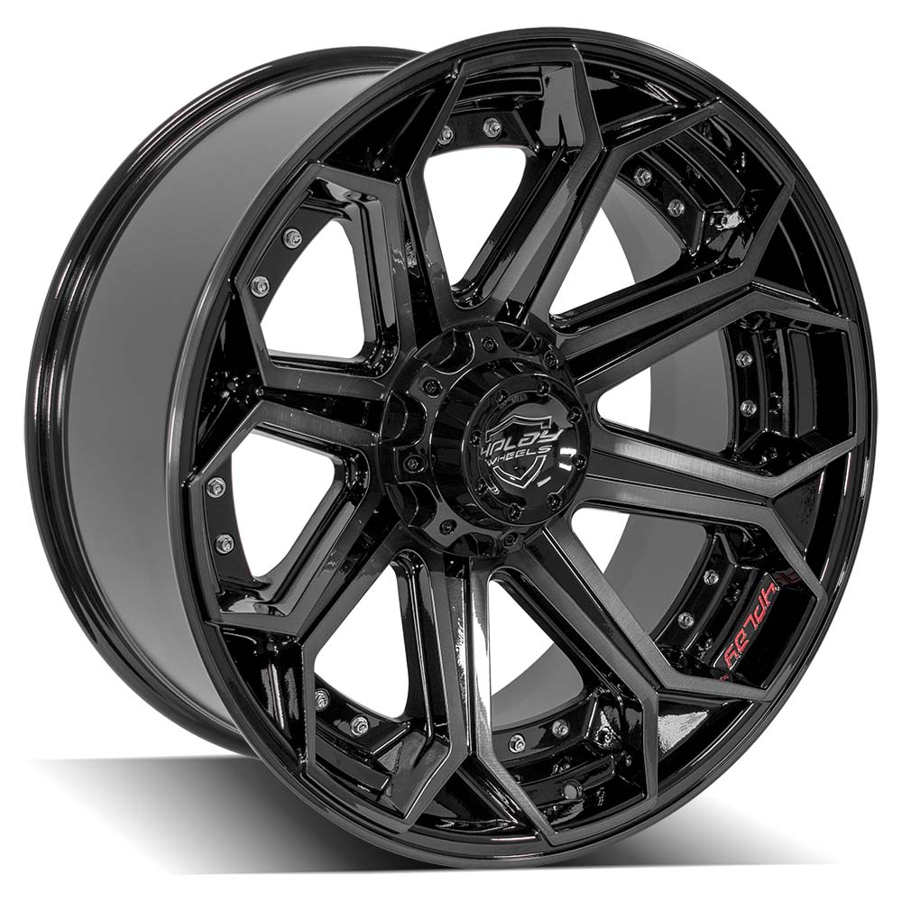 4Play Gen2 4P80R Gloss Black Wheels 22x10.0 with Brushed Face & Tinted Clear Finish - 5x127/5x139.7mm Bolt Pattern, 87.1mm Bore - Perfect for Trucks, SUVs, and Off-Road Vehicles