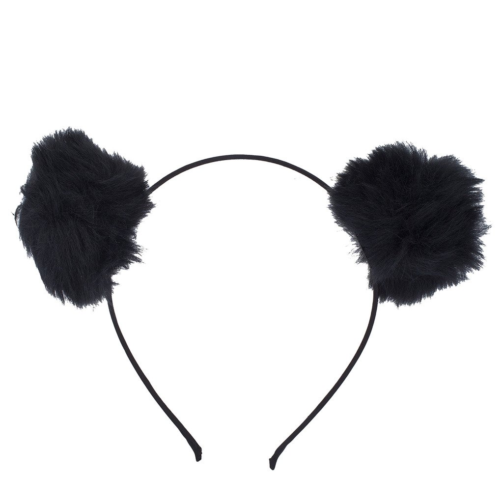 Halloween Cat Ear Headband Set for Girls - Fuzzy Pom Pom Accessories for Costume Parties