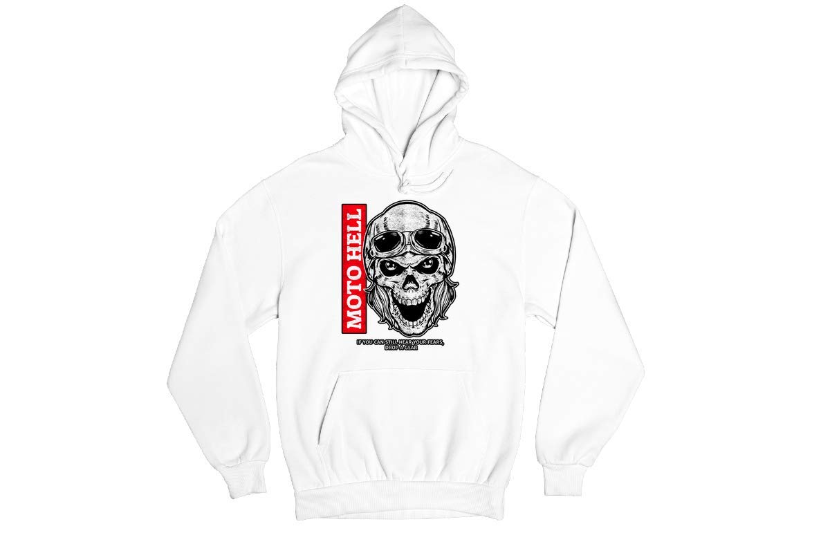 Motorcycle Hoodie for Bikers - 'Moto Hell If You Can Still Hear Your Fears' Graphic Cotton Sweatshirt - Perfect for Riding, Casual Wear & Motorcycle Enthusiasts