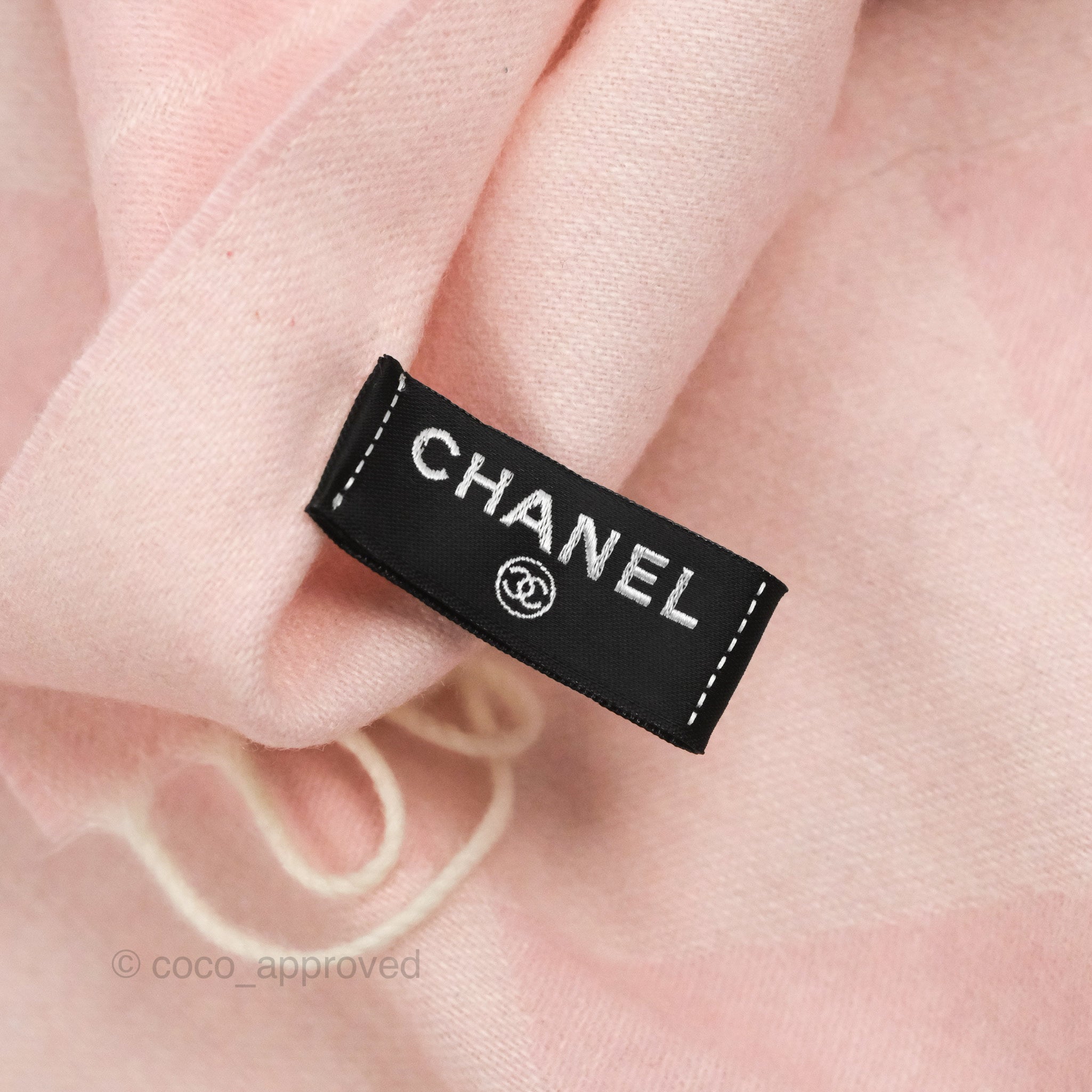 Chanel Pink Cashmere Fringe Scarf - Luxury Soft Winter Shawl Wrap for Women - Perfect for Cold Weather, Office & Evening Outfits