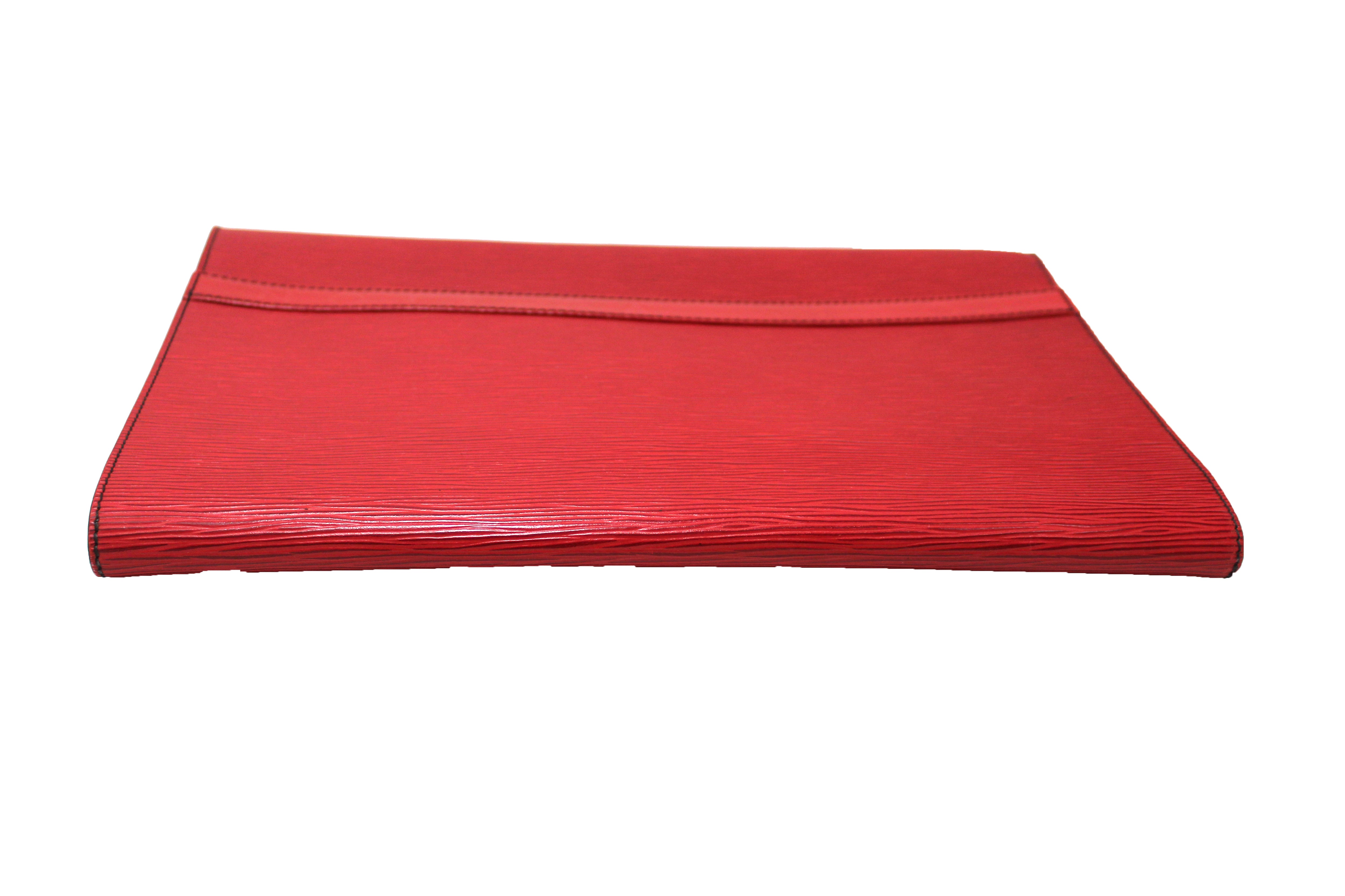 Authentic Louis Vuitton Red Epi Leather Pochette Business Flap Envelope Clutch Bag for Women | Luxury Evening Bag for Parties, Weddings & Date Nights