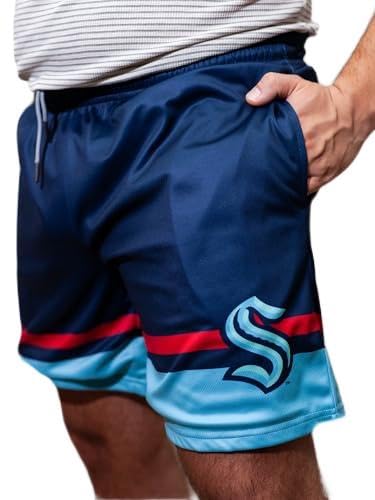 Seattle Kraken Mesh Hockey Shorts for Men - Breathable & Lightweight Hockey Apparel - Perfect for Ice Hockey, Street Hockey & Casual Wear